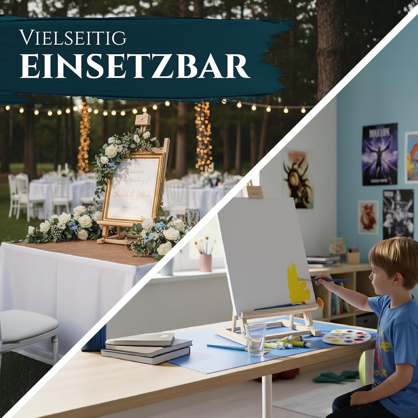 Verstellbare Tischstaffelei, Staffelei aus Kiefernholz