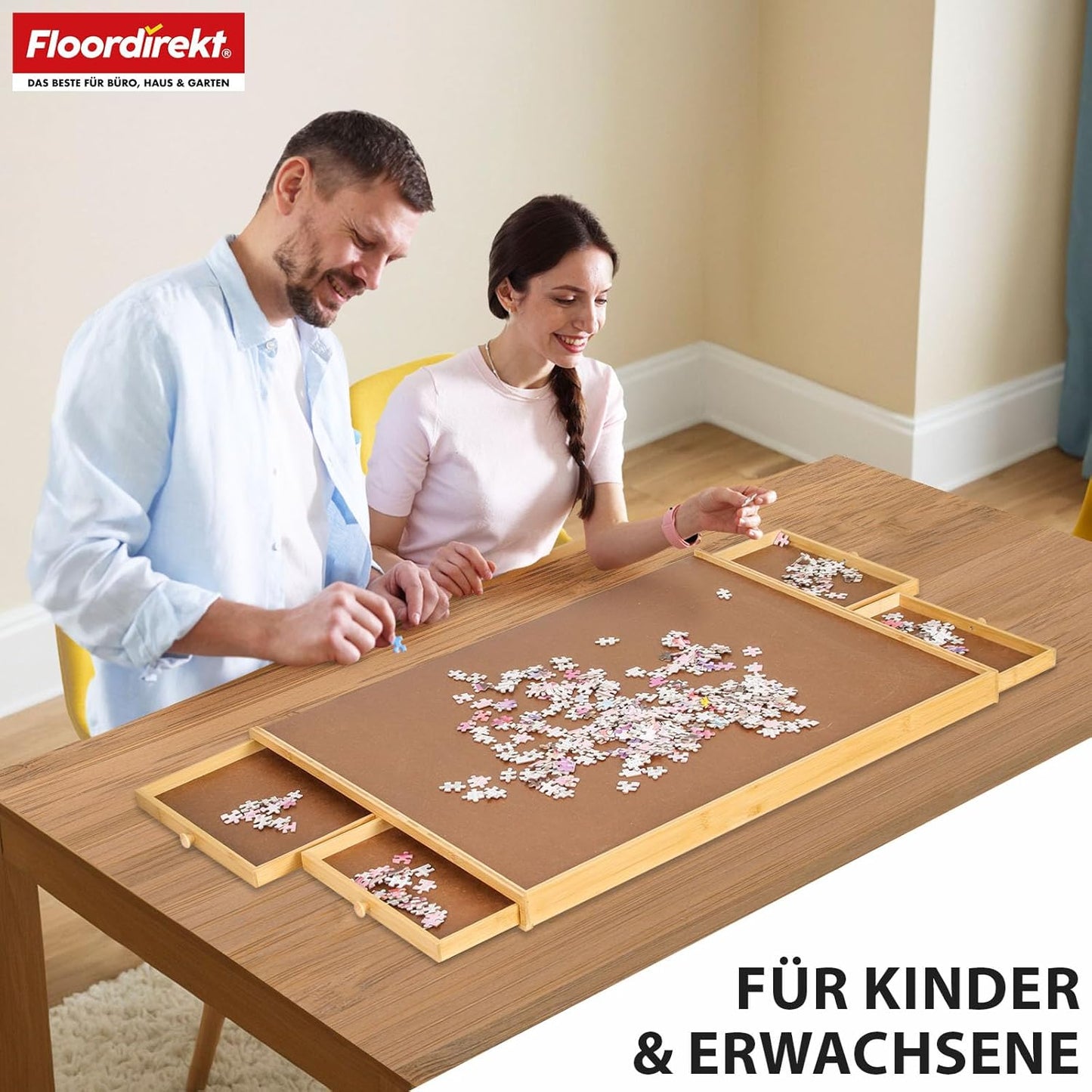 Yukon Puzzletisch mit Schubladen, 1000 Teile, 76 x 57 cm
