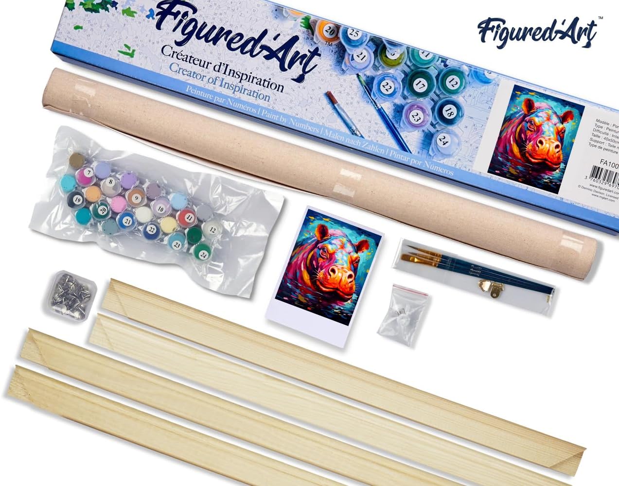 Malen Nach Zahlen Set Flusspferd Farbenfroh Abstrakt mit Rahmen, Flusspferd Farbenfroh Abstrakt 40x50cm Mit Keilrahmen (nicht gespannt)