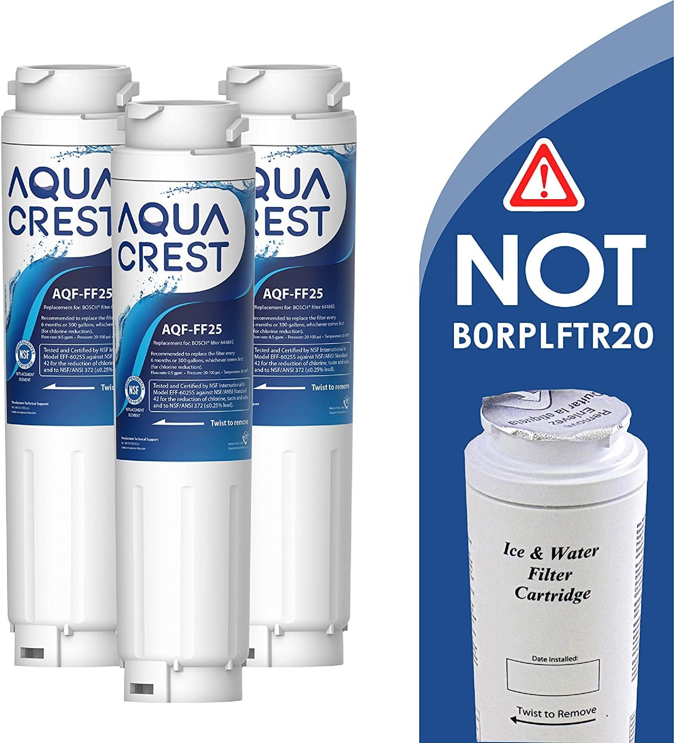 3er Set Wasserfilter AQF-FF25 für Kühlschrank