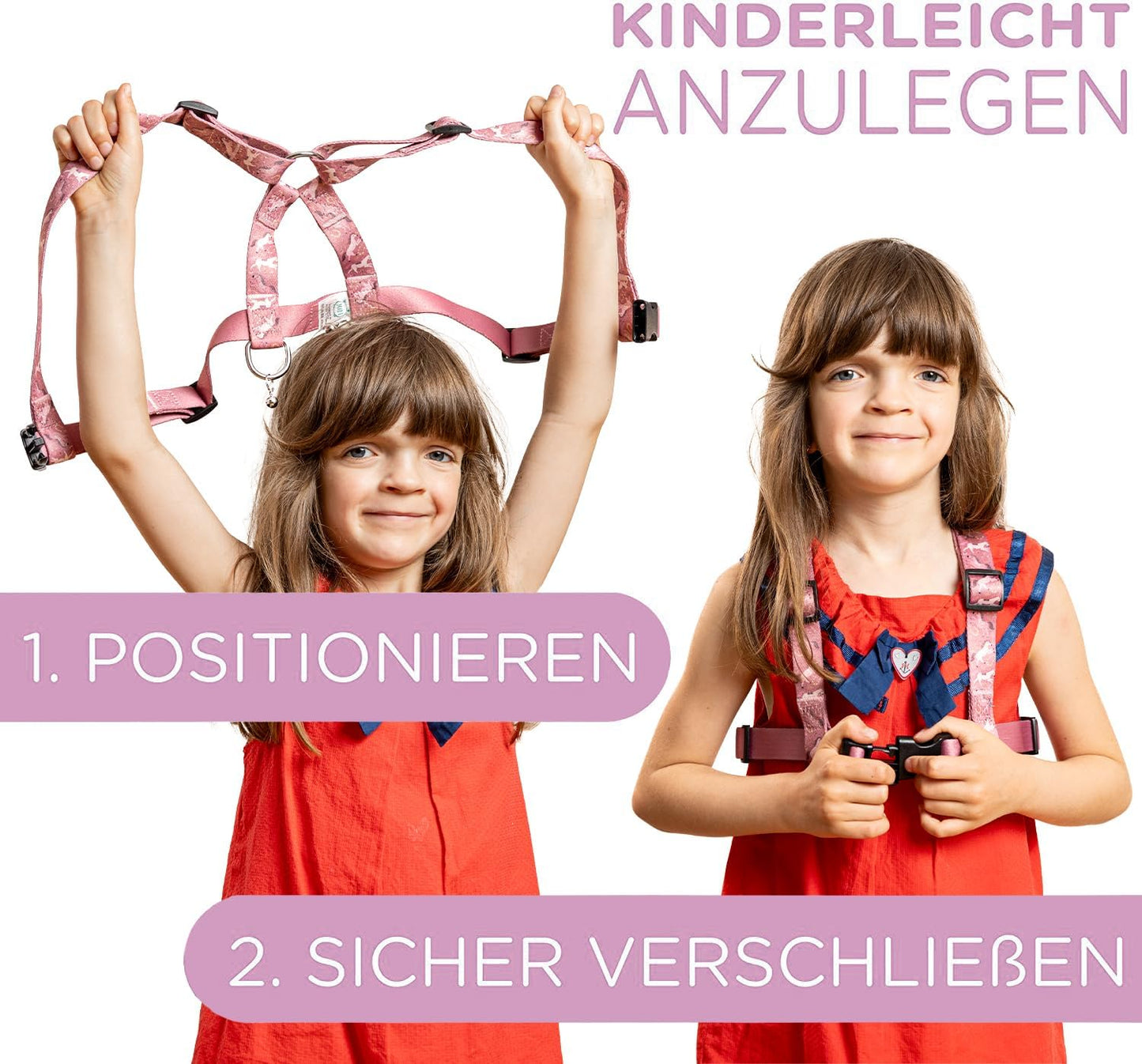 Pferdeleine für Kinder (Grössenverstellbar), Rosa