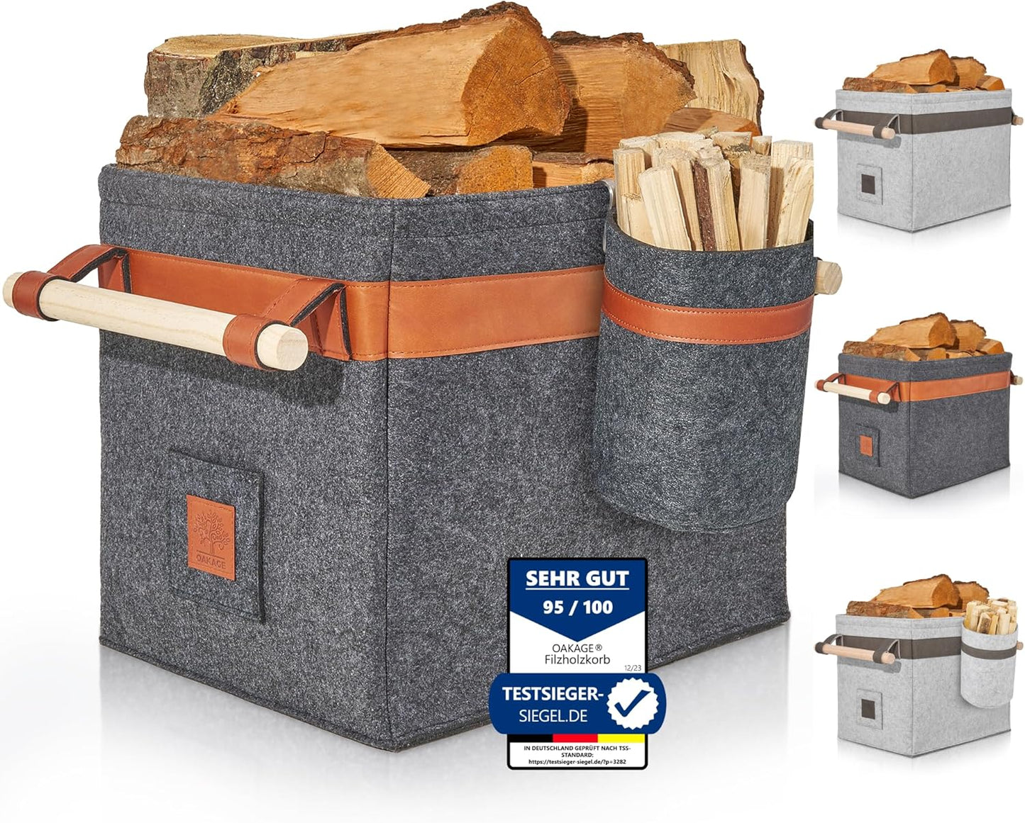 Holzkorb, Dunkelgrau Bundle