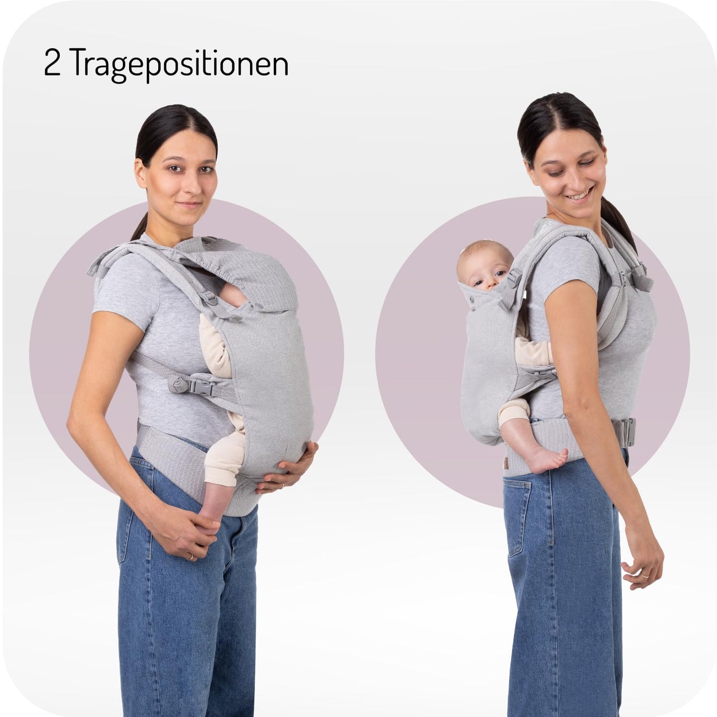 Babytrage mit 2 Tragepositionen, GRAY