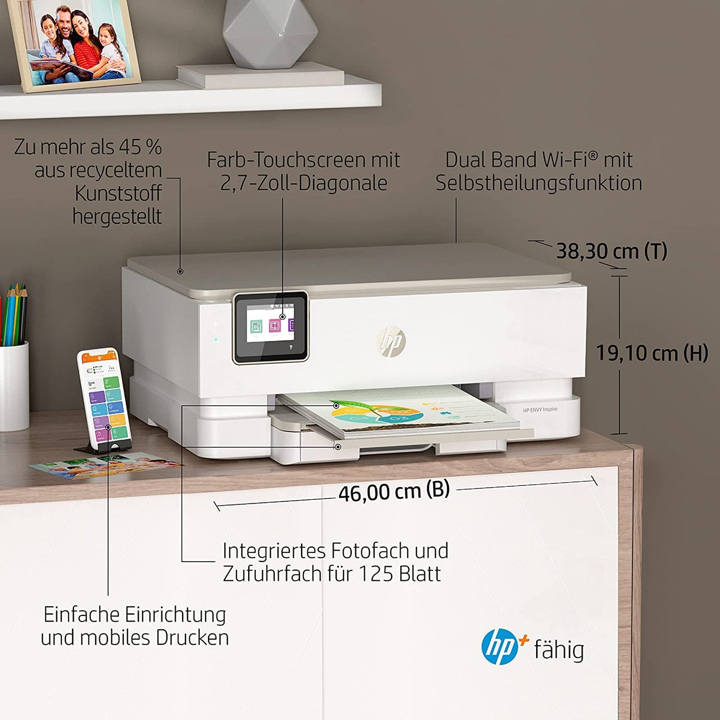ENVY Inspire 7220e All-in-One, Multifunktionsdrucker, Ohne Stapeleinzug