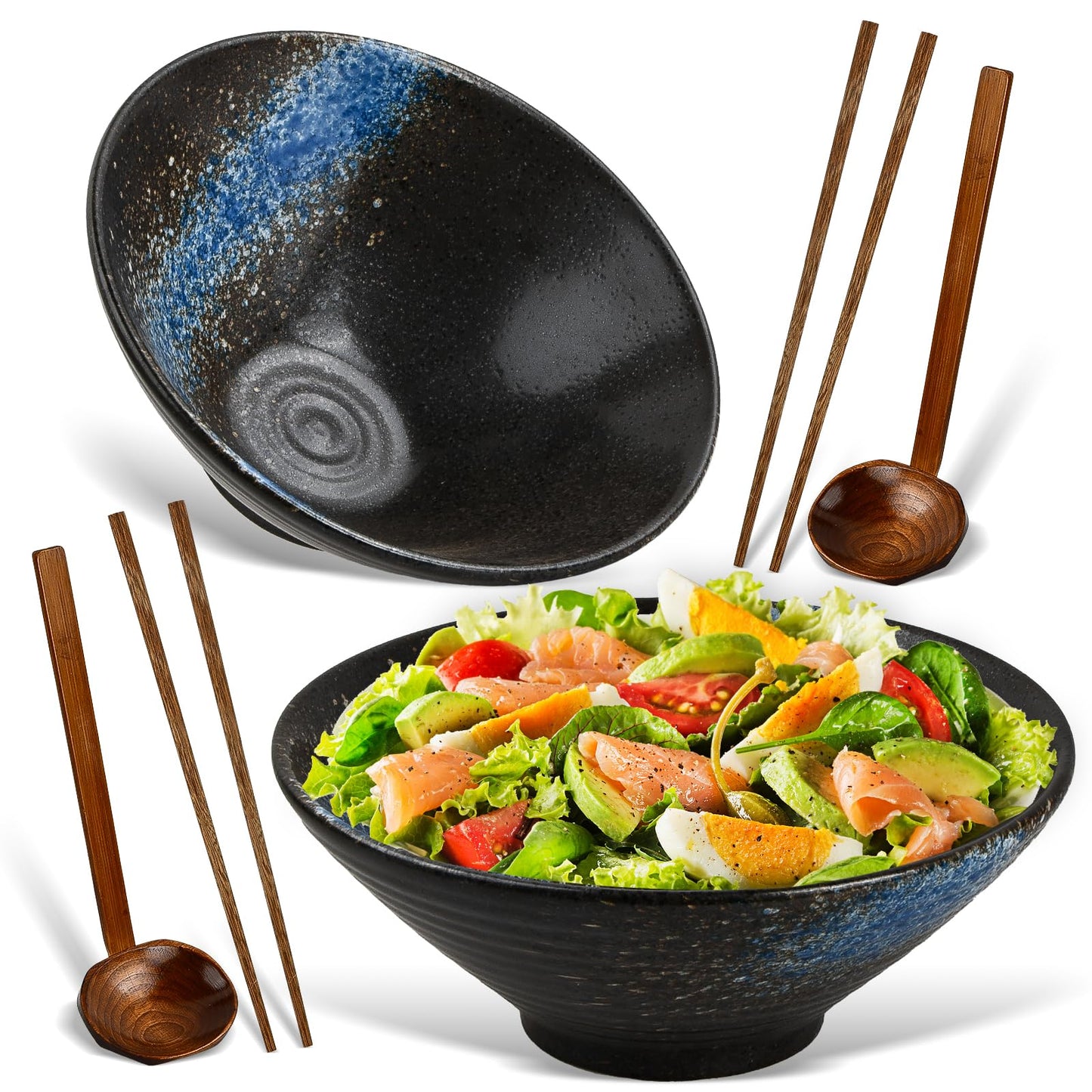 2er-Set Ramen-Schüssel, Mit Blau