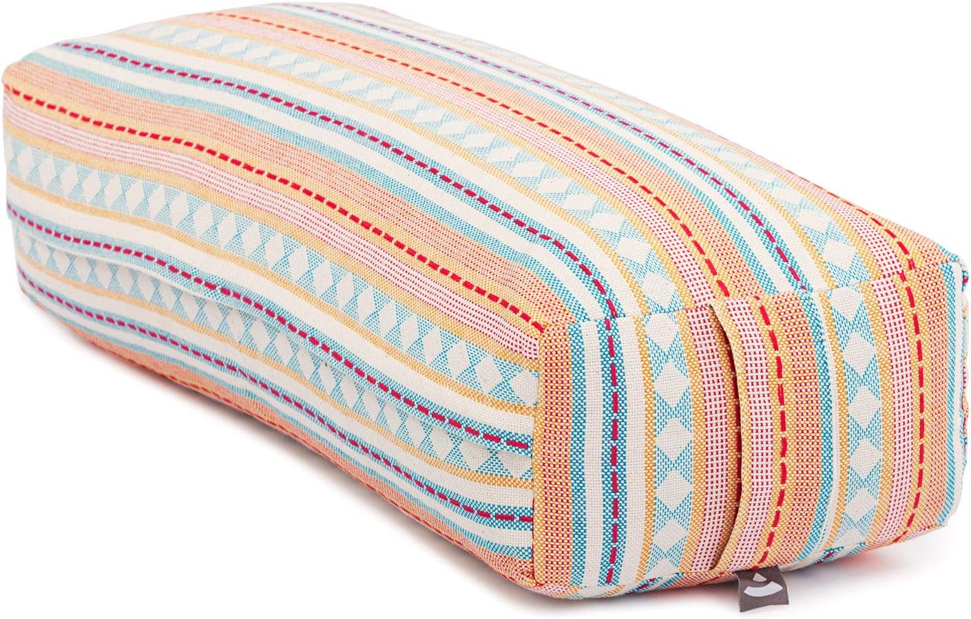 Yoga Bolster Salamba Ethno Collection, apricot-hellblau gemustert