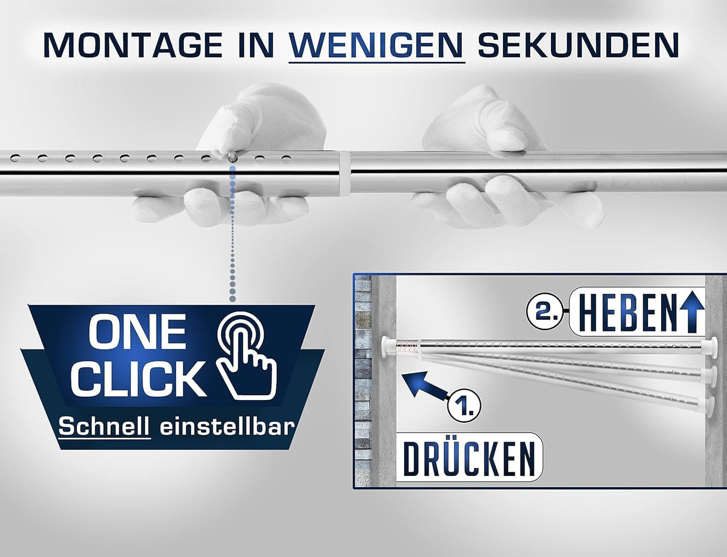 Teleskop-Gardinenstange, 360-410 cm, 360-410 cm Edelstahl Silber