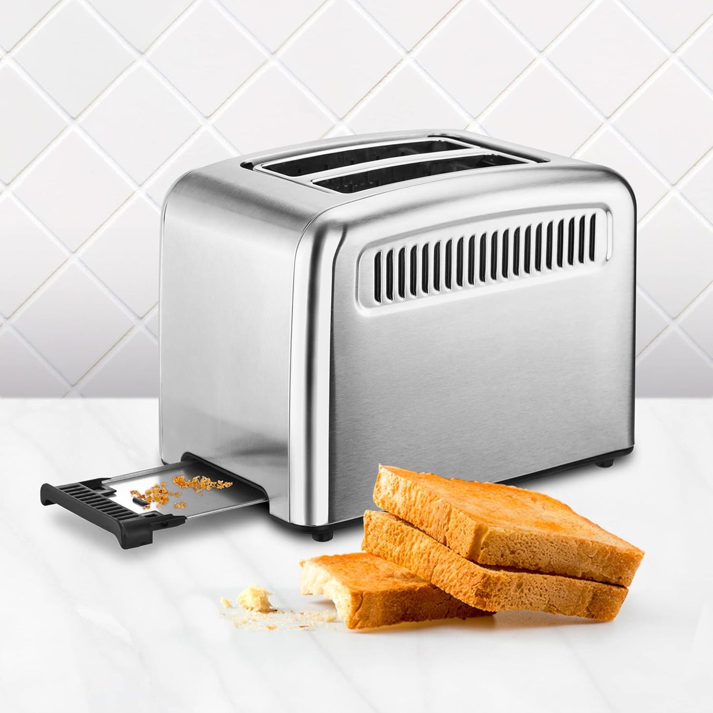 Digital Future Toaster mit Touchscreen und Auftaufunktion, 9 Levels ; 2 Kurze Schlitze