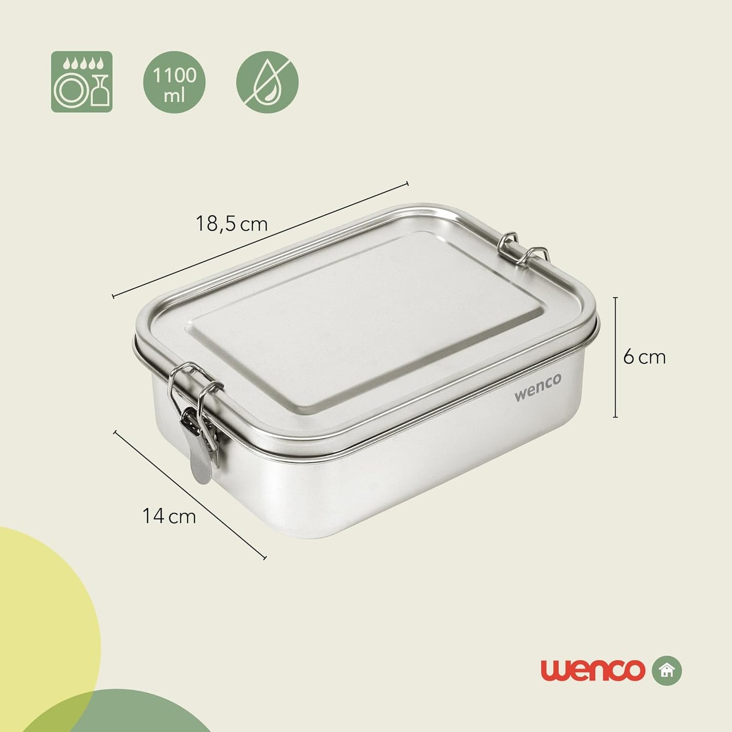 Edelstahl-Lunchbox mit Fächern, 1200 ml