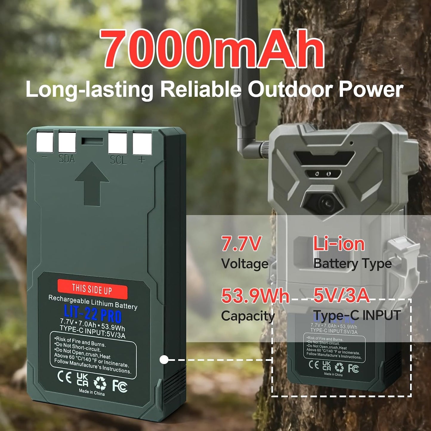 Akku 7000mAh für Spypoint LIT-22 Pro Serie, Green