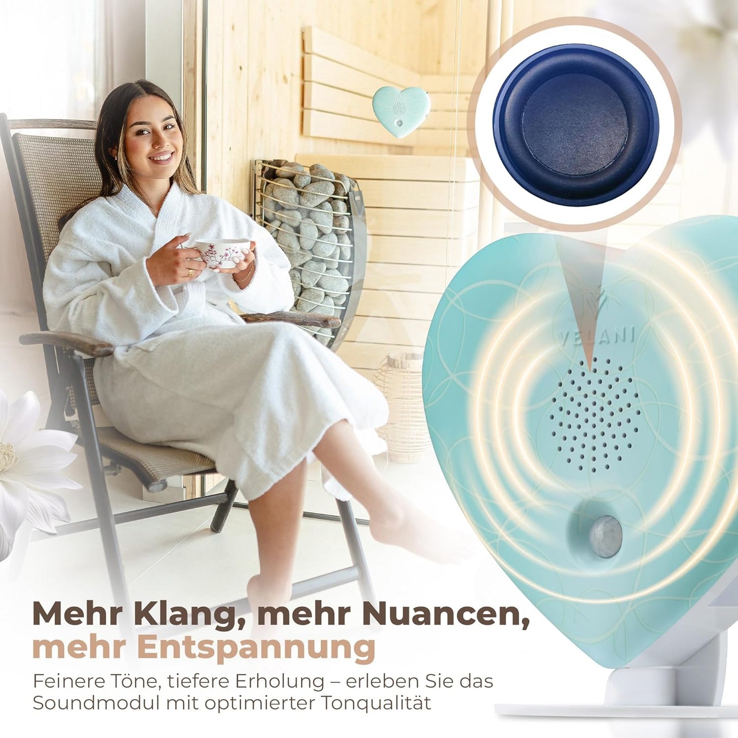 Naturgeräusch-Box mit Bewegungsmelder, Pastell-grün Herz
