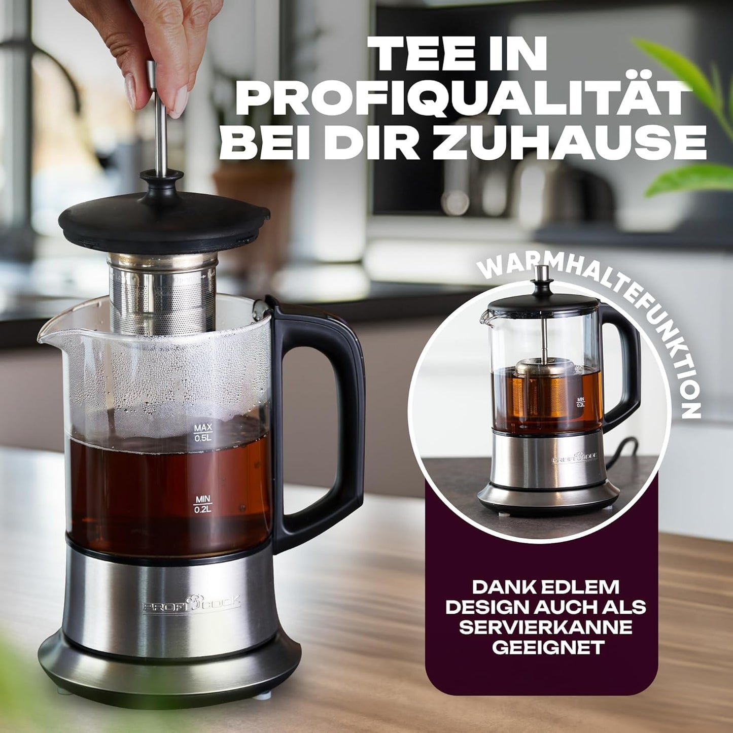 2in1 Wasserkocher & Teekocher PC TK 1166 mit Filter