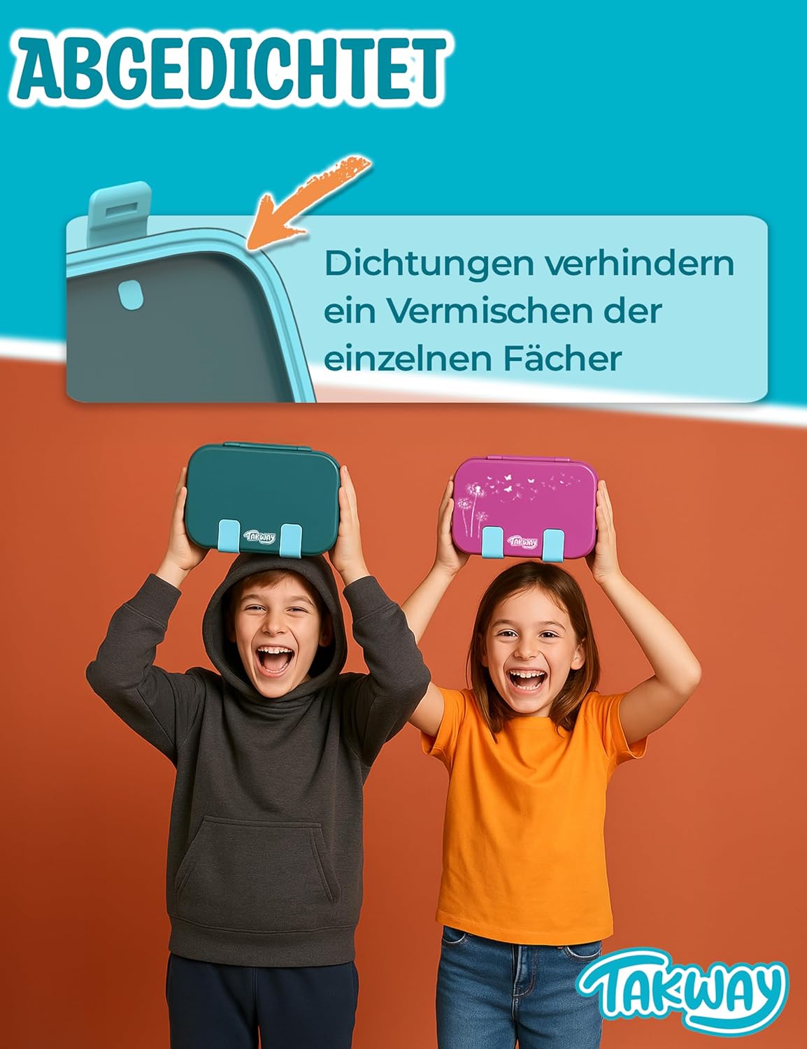 Brotdose mit Fächern für Kinder, Lila