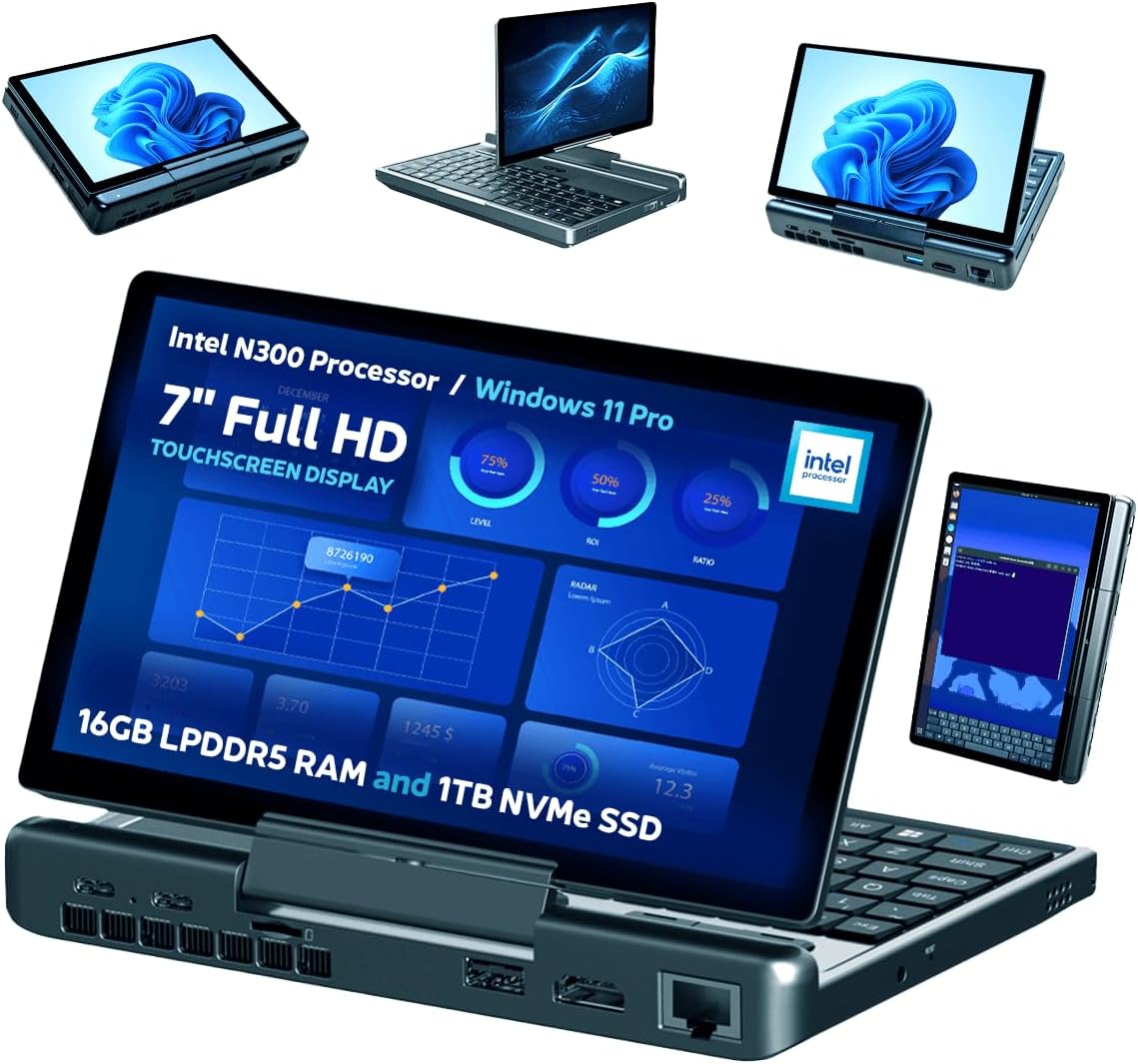 MicroPC 2 Mini-Laptop mit 7-Zoll-Display, N300 - 1TB