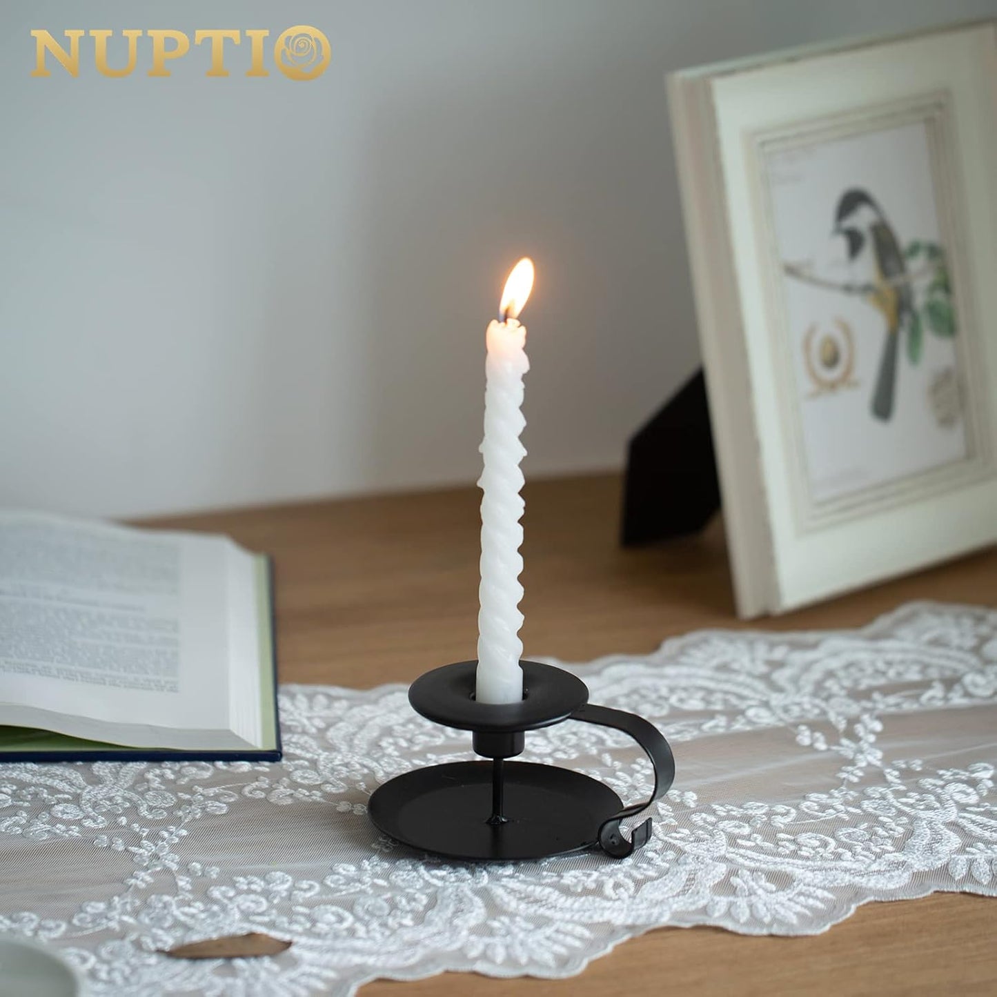 Schmiedeeiserne Kerzenständer, 4 Pièces Schwarz