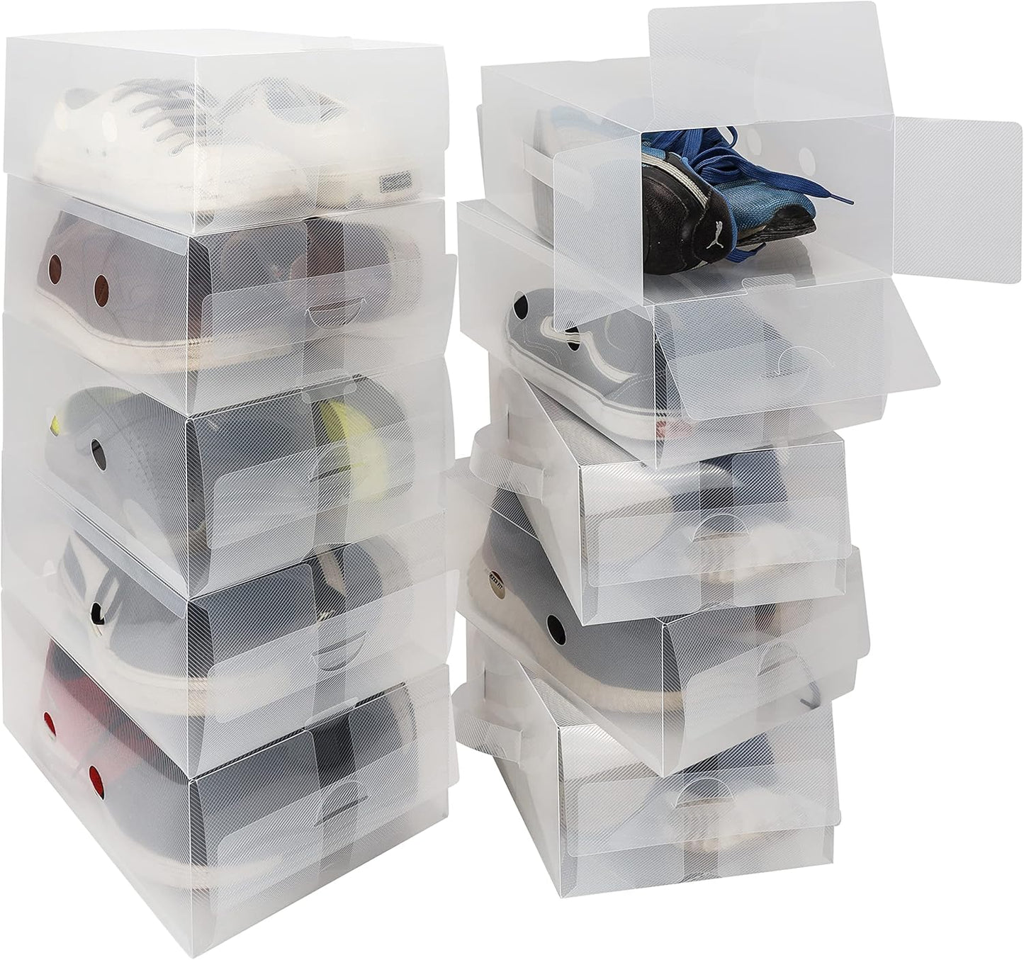 Faltbares Schuhboxen-Set, Transparent 10 Pack (31.7 x 12.8 x 20cm)