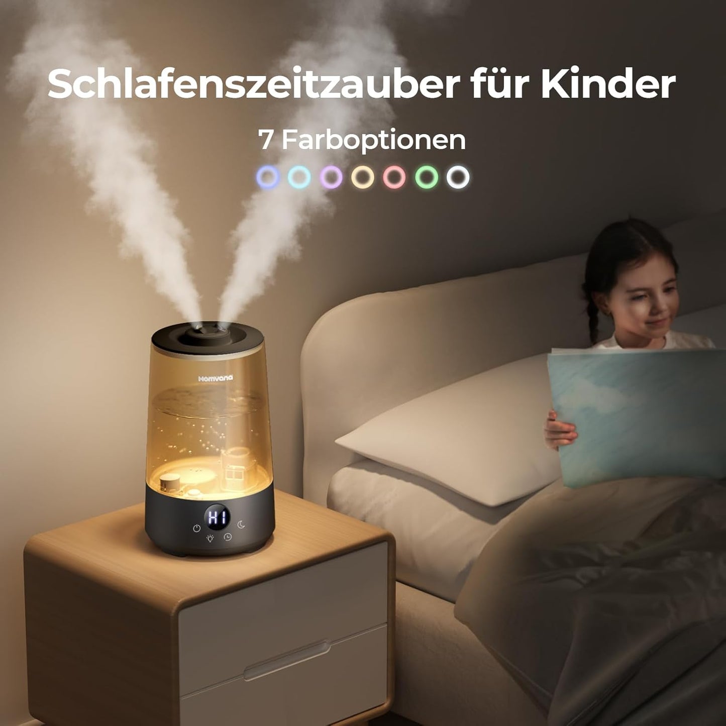 3-in-1 Luftbefeuchter 3.6L mit SilentSpray Tech, Schwarz