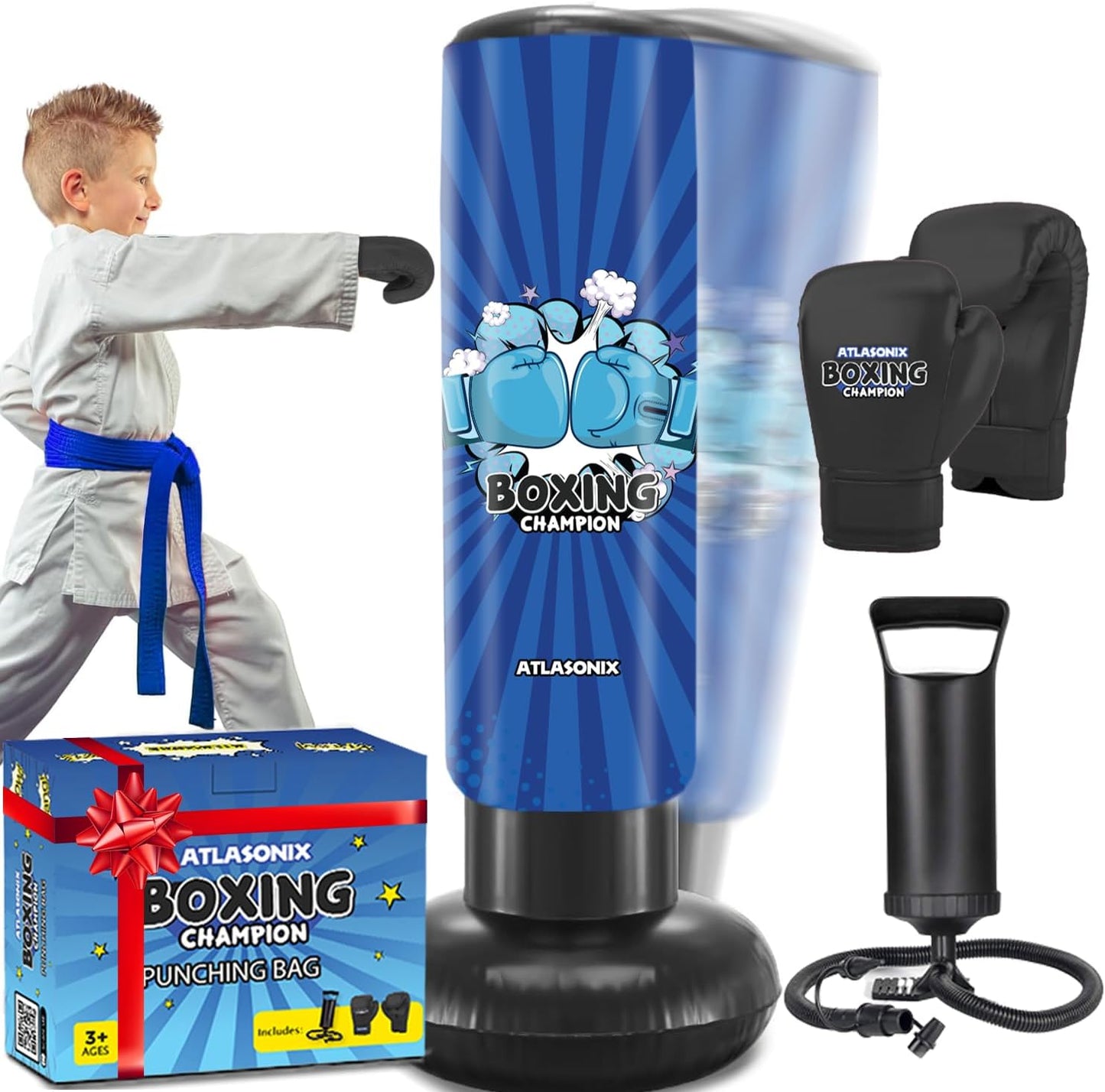 Aufblasbares Box-Set für Kinder, Blau