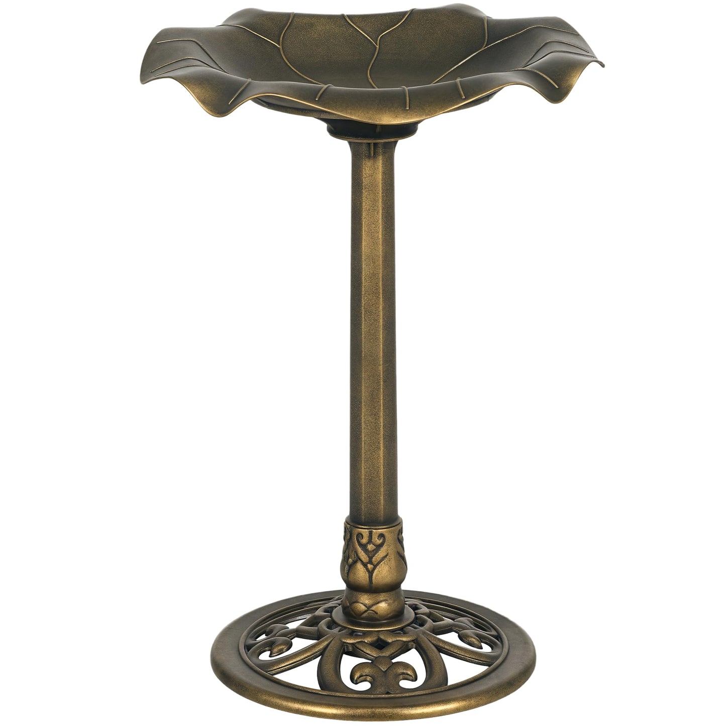 Vogeltränke mit Blattdesign und Ornamentfuss