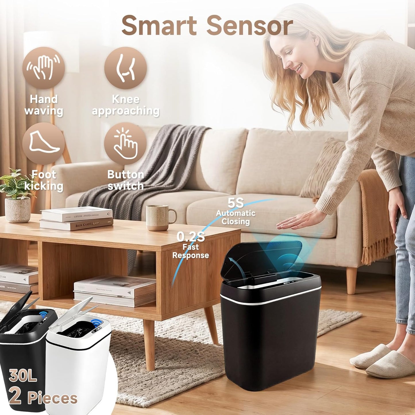 2er-Set Automatische Sensor-Mülleimer