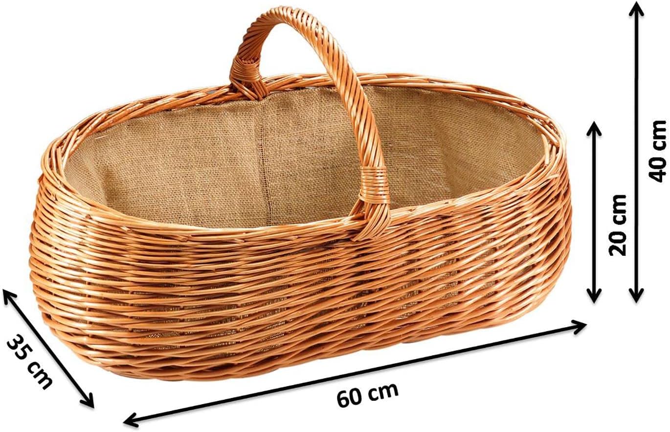 Kaminholzkorb oval mit Jutefutter
