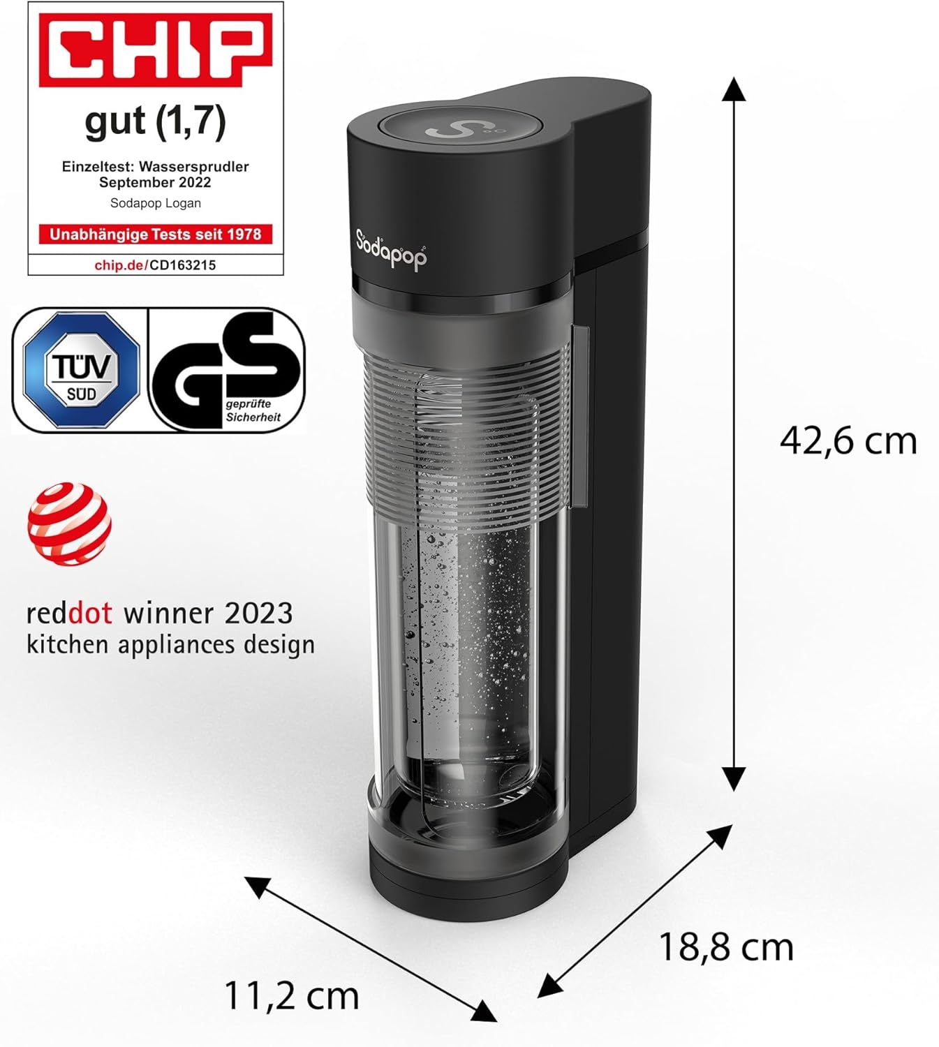 Logan Wassersprudler Starterset mit Glas- und PET-Flaschen, Logan + 2x Glasflaschen + 1x PET Flaschen