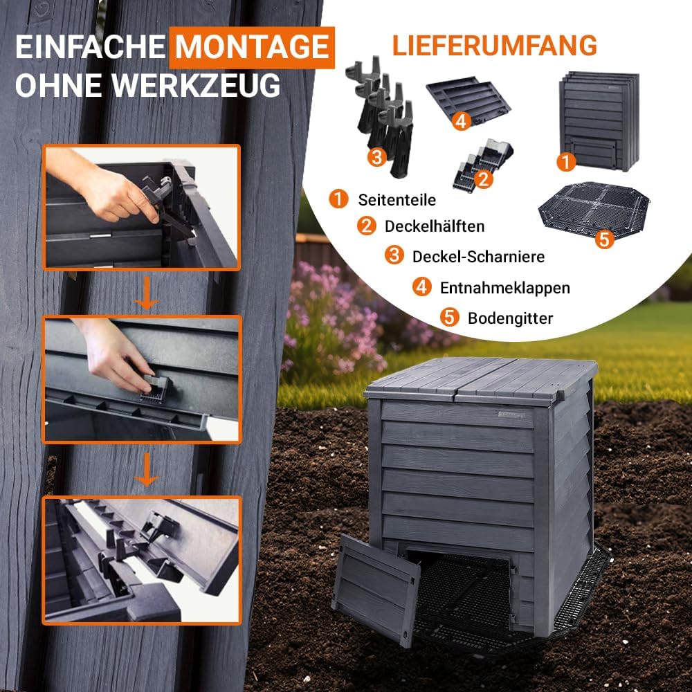 Thermo-Wood Komposter mit Bodengitter, 400 Liter, 400 L inkl. Bodengitter