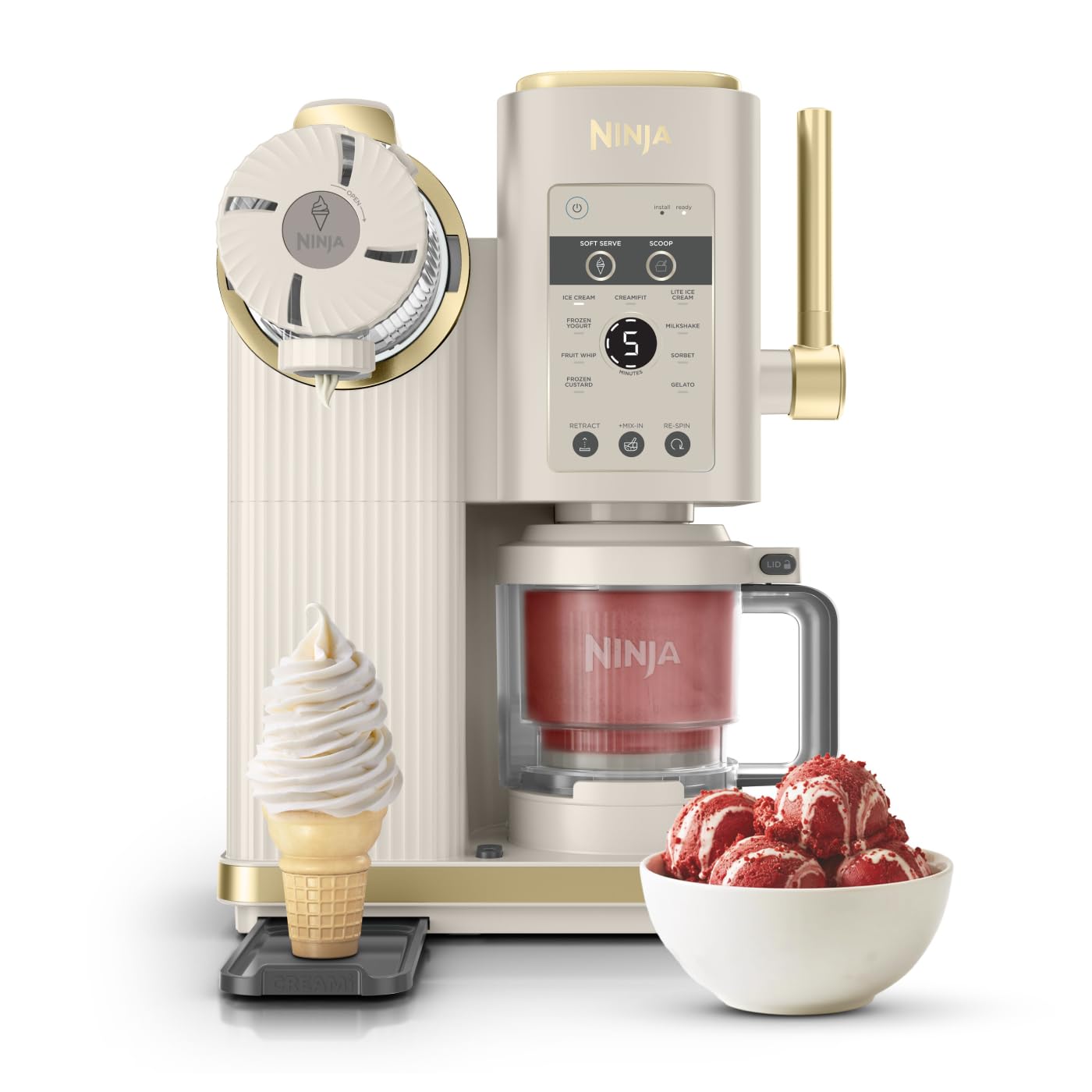 Creami Scoop & Swirl NC701EUSTGD Eismaschine mit 13 Funktionen, Stone Gold