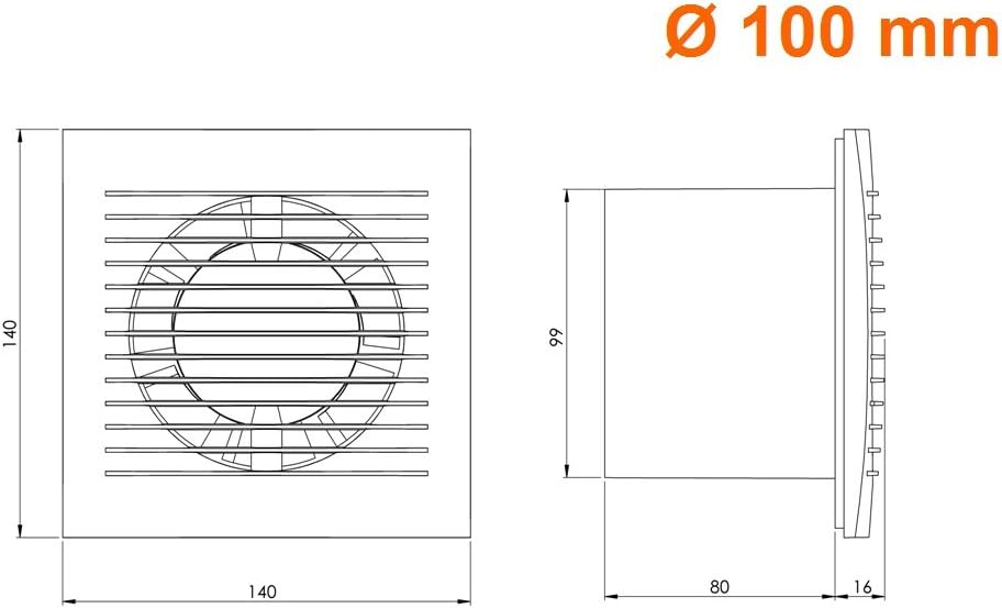 Bad-Lüfter mit Feuchtesensor, Ø 150mm Braun