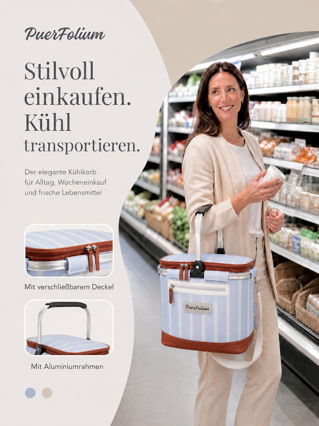 Faltbare Isolierte Kühltasche mit Deckel, Blau