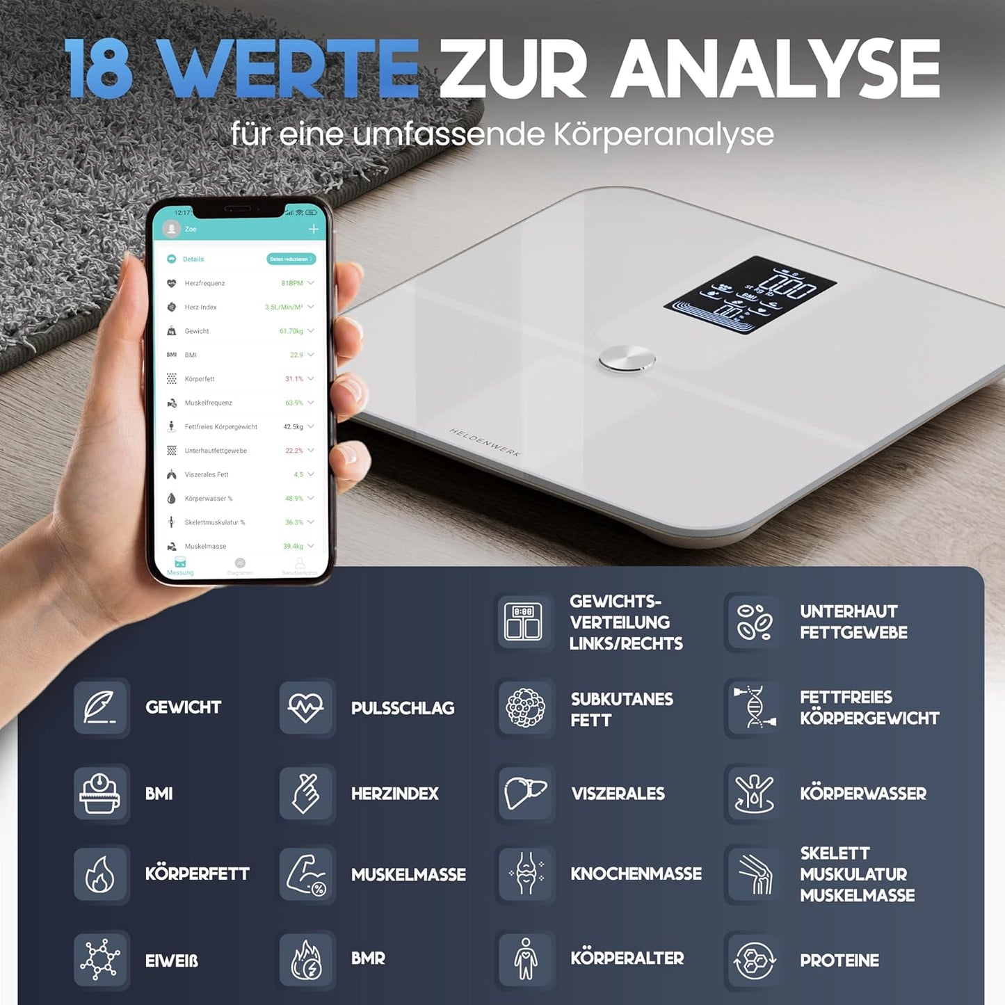 Körperanalysewaage, Weiss (Design Elegance)