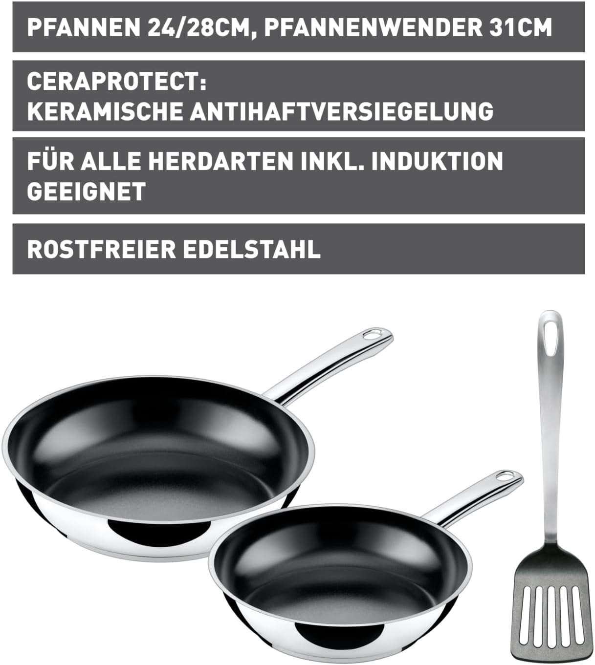 3-teiliges Pfannenset Talis, 20 + 24 + Wender