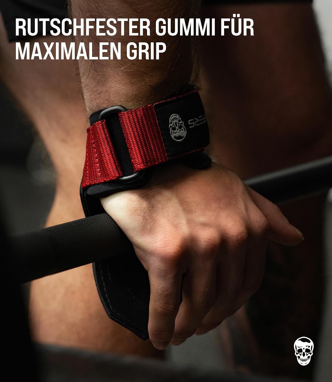 Gewichthebergriffe mit Neopren-Handgelenkbandagen, Rot L