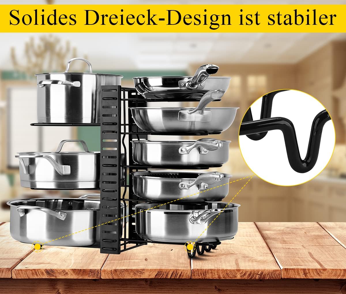 Doppelseitiger Pfannen- und Deckelhalter, 10 Teiler, Braun 3 DIY-Methoden Pfannenhalter