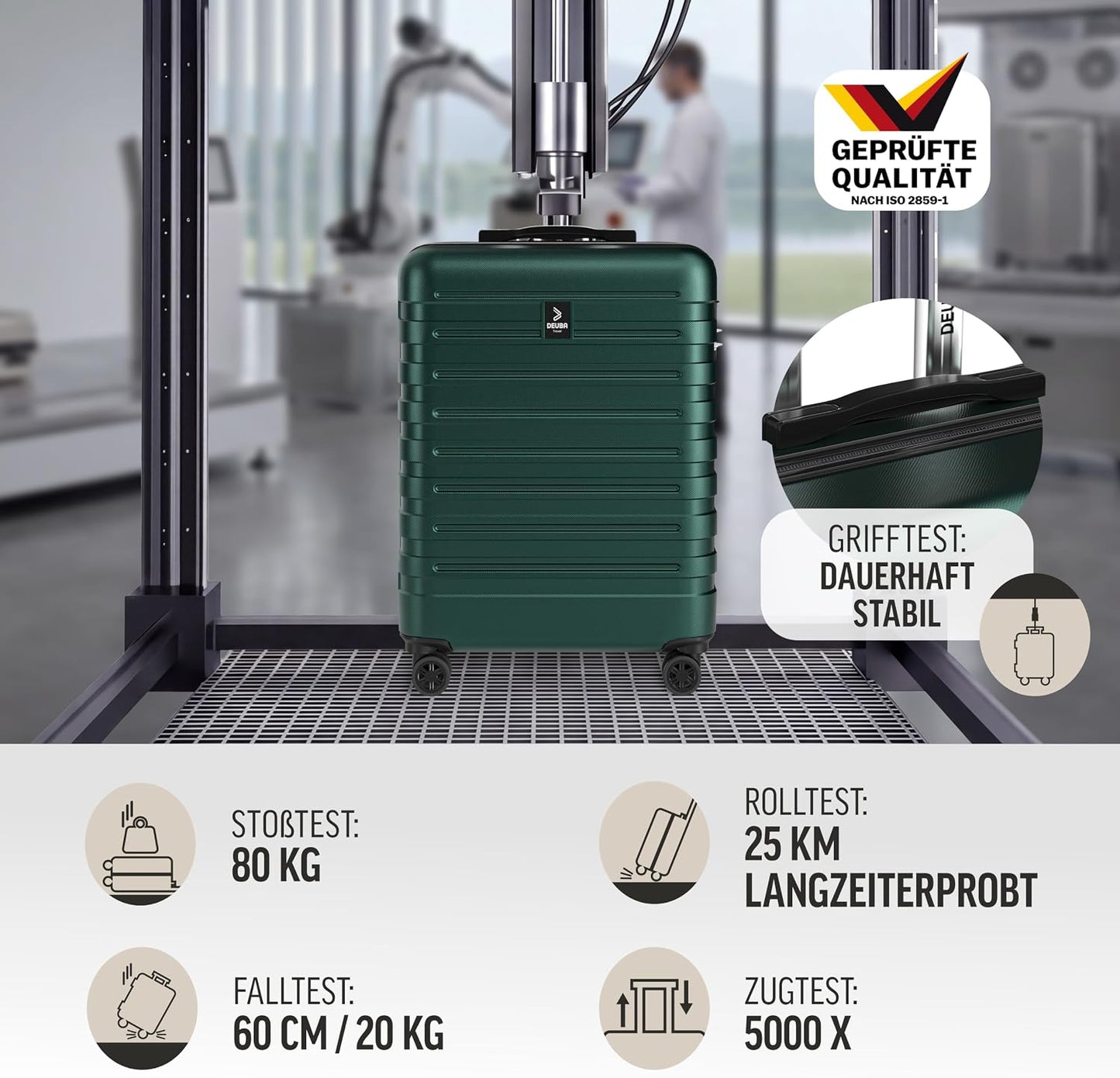Hartschalenkoffer-Set 3-tlg., Dunkelgrün