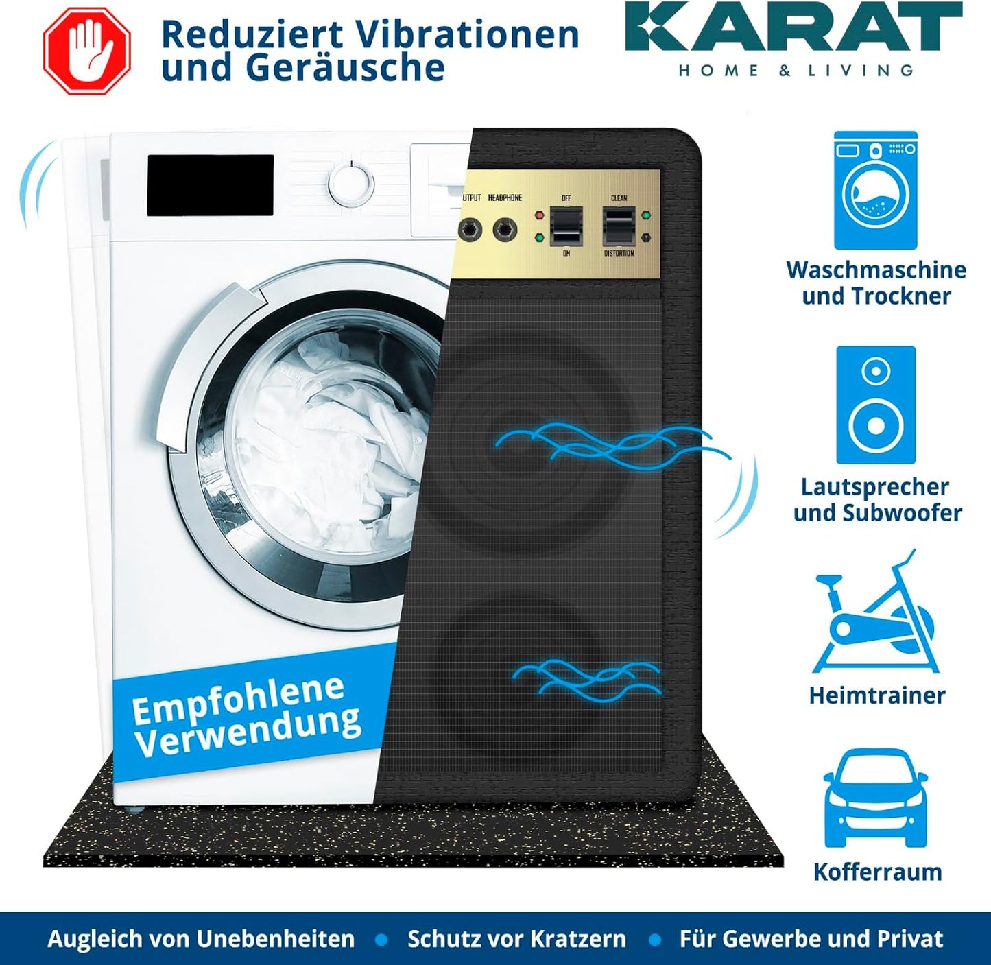 Bodenschutzmatte für Fitnessgeräte (450 x 100 x 0.6 cm), Weiss-Schwarz 450L x 100B x 0.6D cm