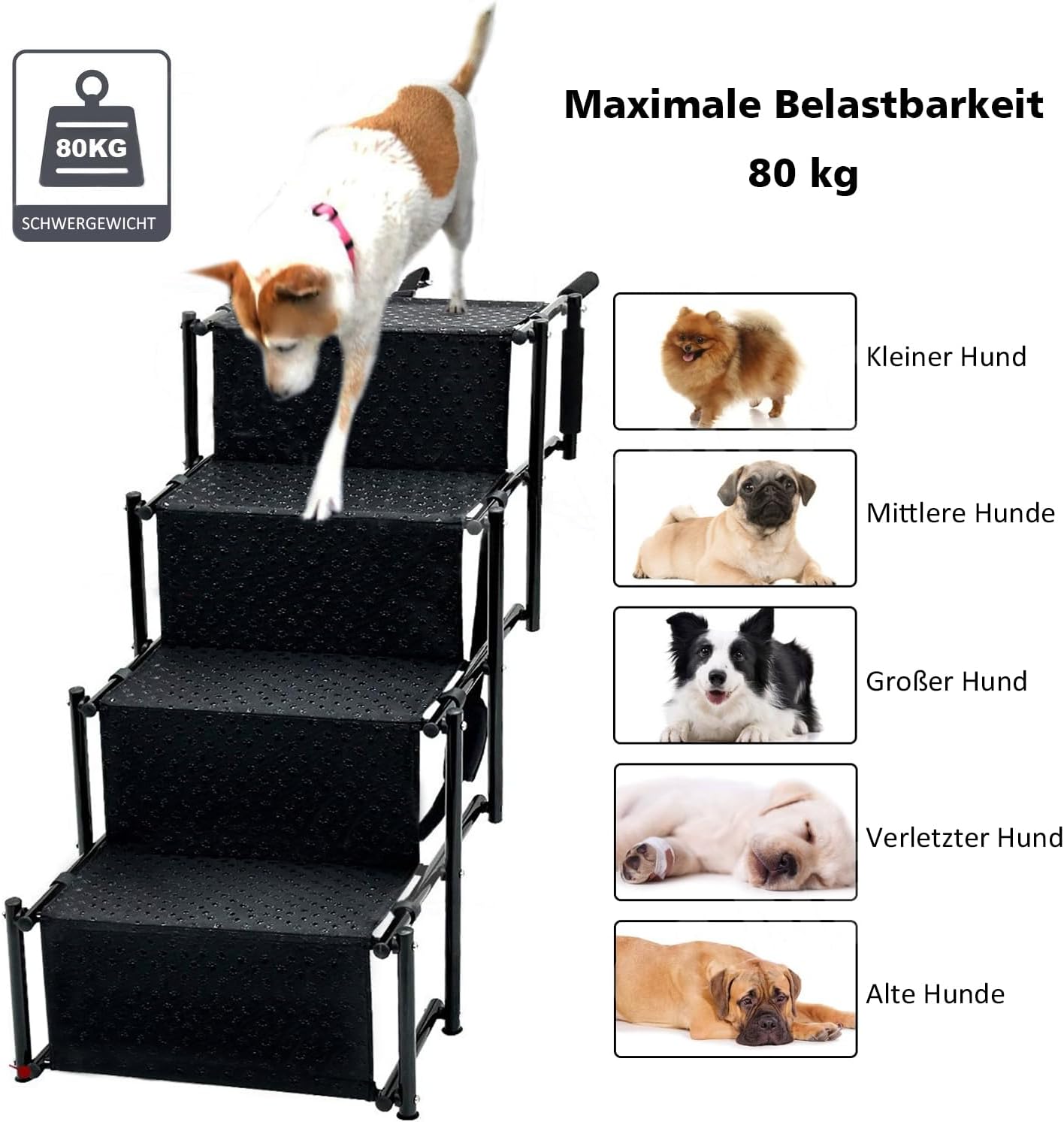 Hundetreppe klappbar, 4-stufig, bis 80kg