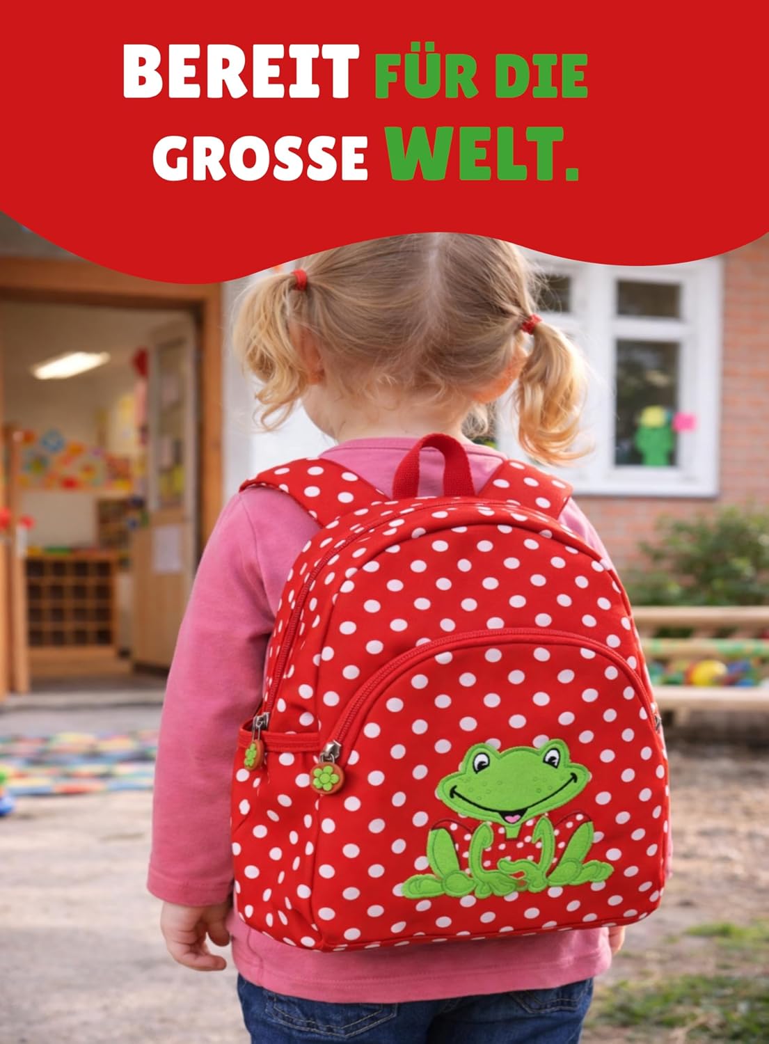 4-teiliges Kindergartenrucksack-Set, Frosch - Rot Rucksack-Set