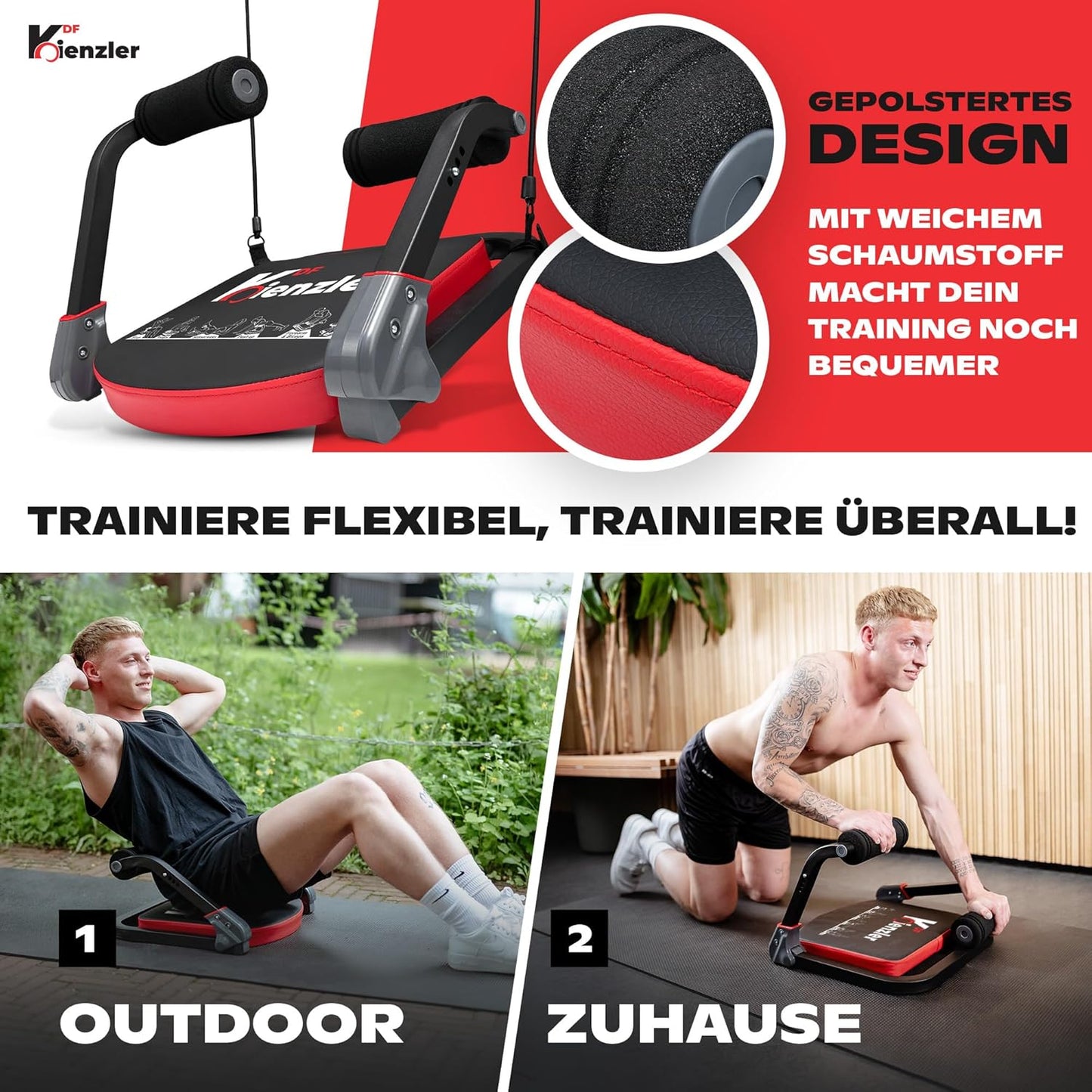 Bauchtrainer & Rückentrainer mit Widerstandsbändern