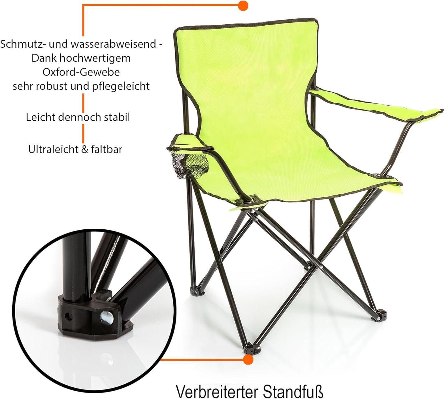 Faltbarer Campingtisch mit Stühlen, Neon Grün