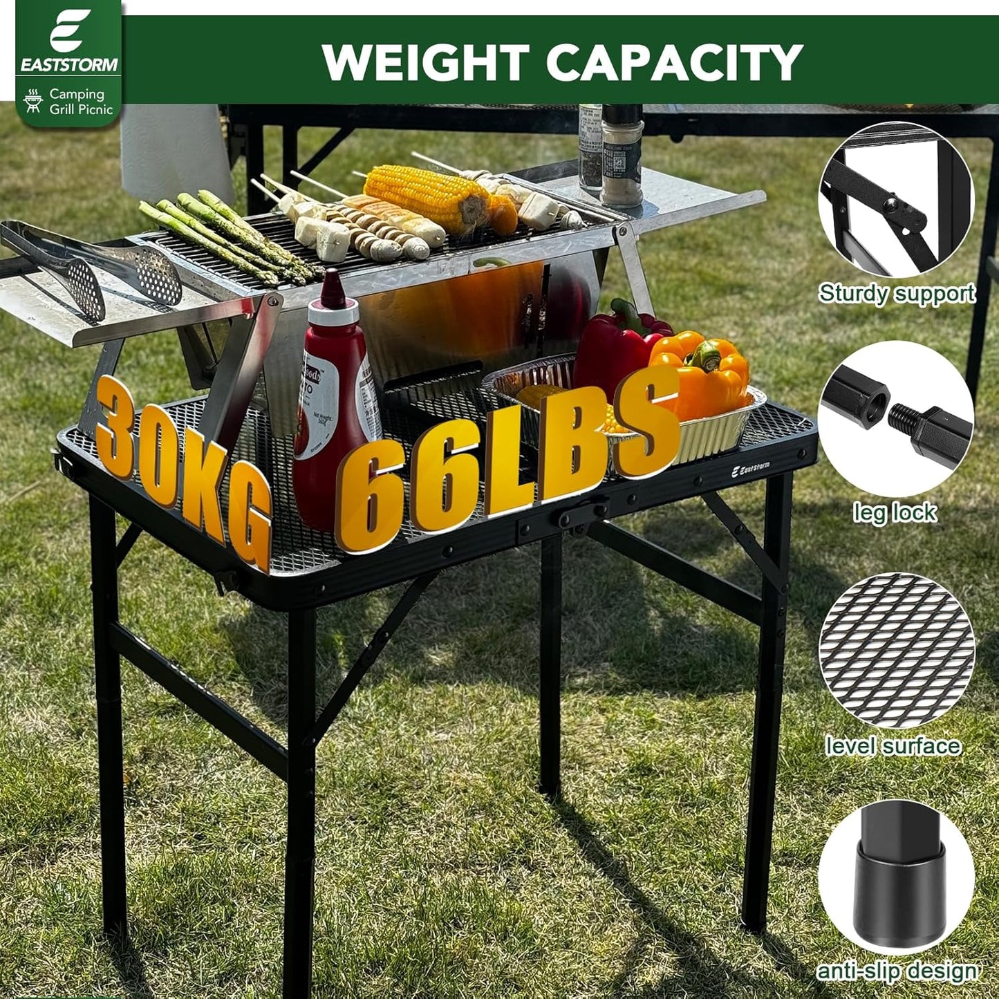 Klappbarer Campingtisch, Schwarz 60 x 40 cm