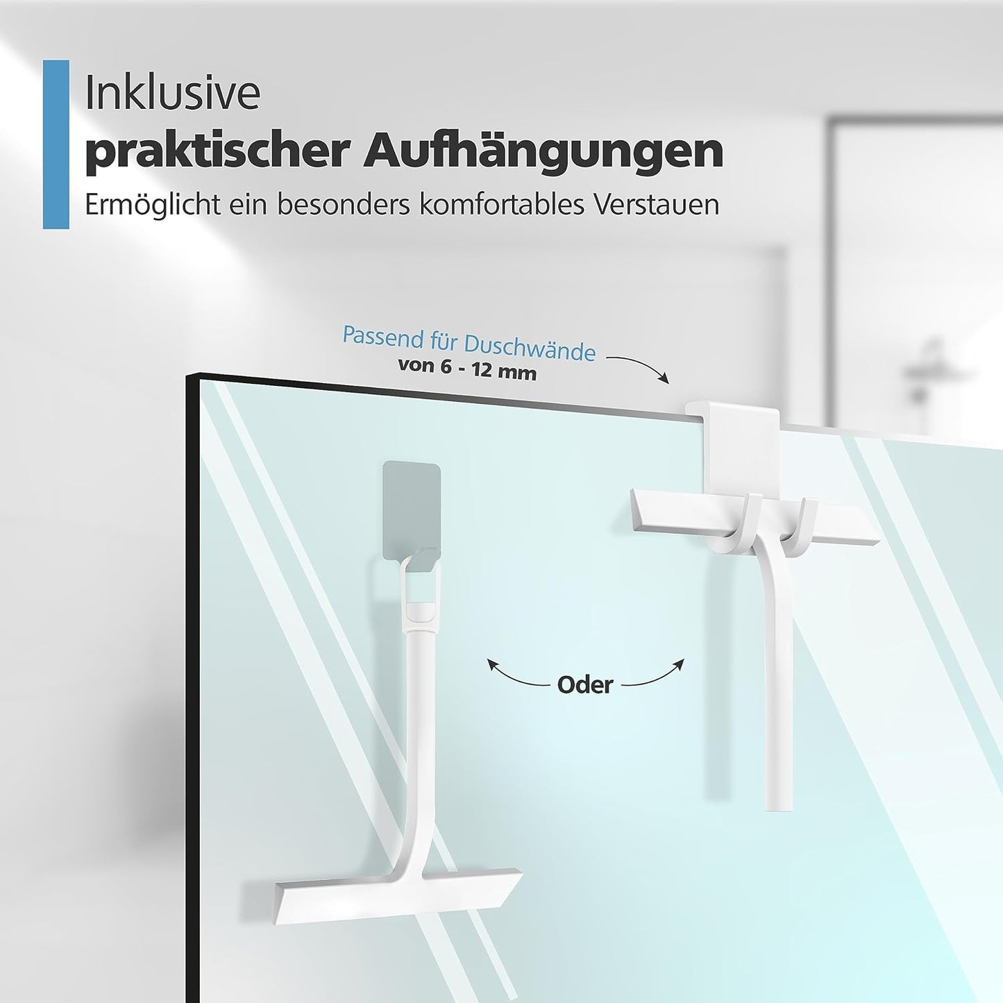 Duschabzieher mit Halterung, Weiss
