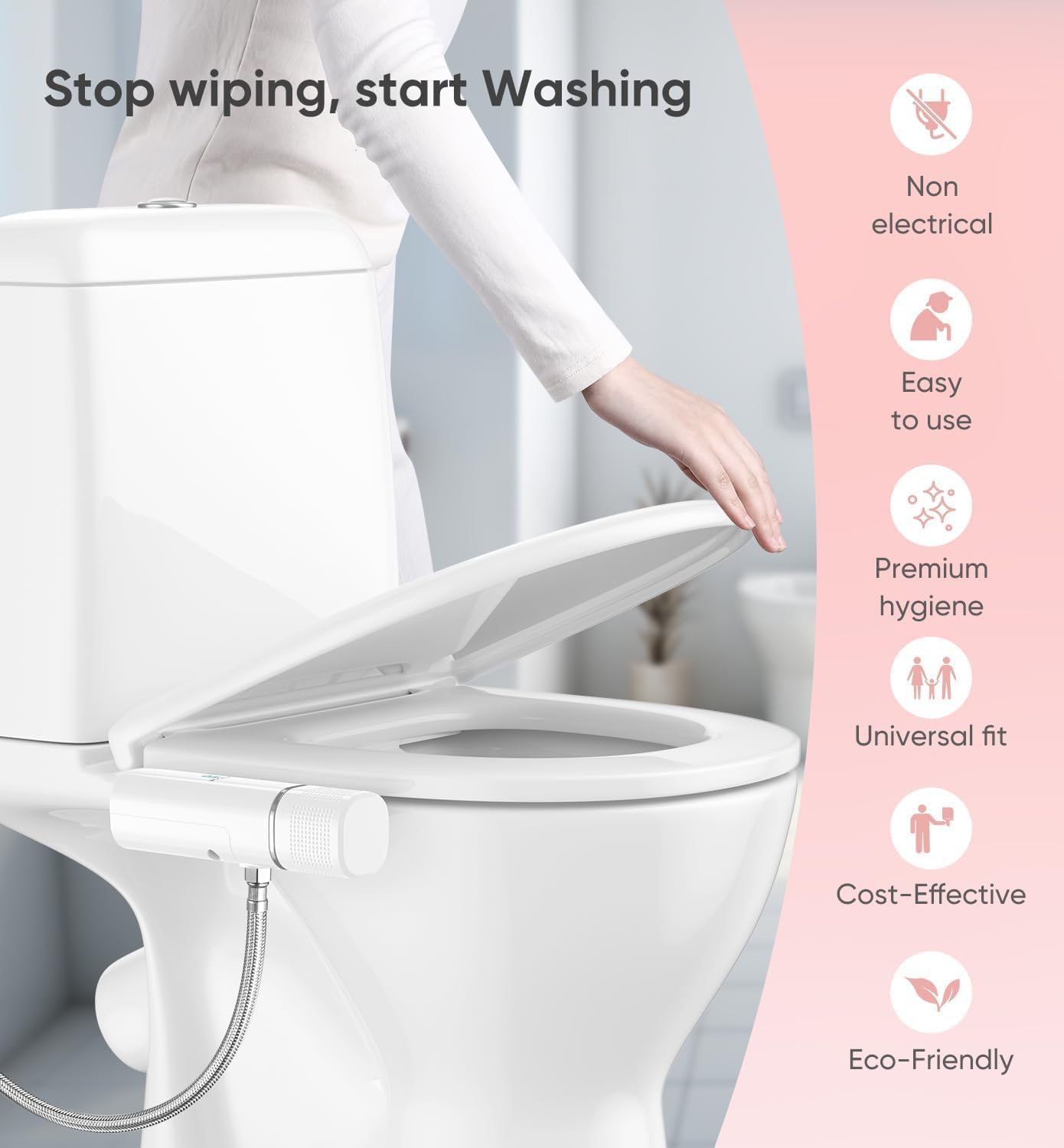 Bidet-Aufsatz mit einziehbaren Doppeldüsen, Weiss