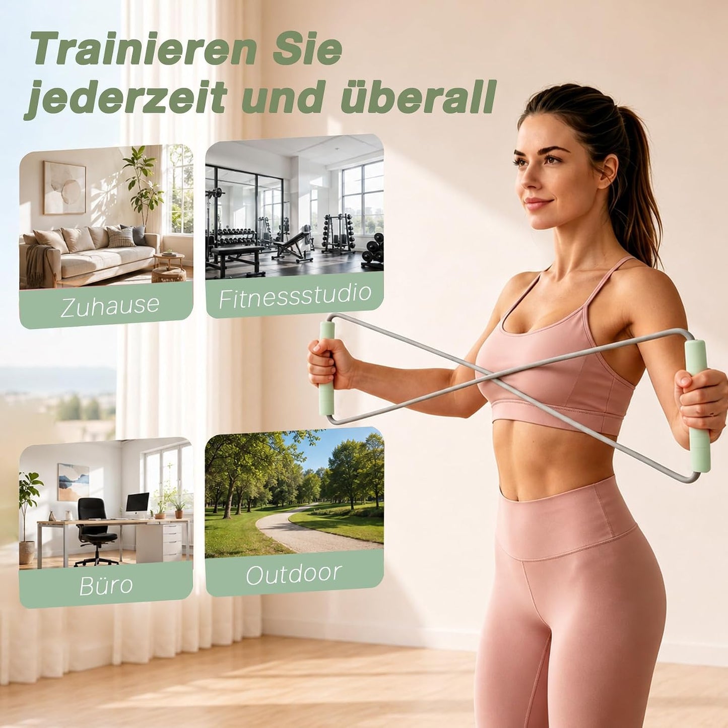Fitnessgeräte-Set für Zuhause & Krafttraining, GrünA L