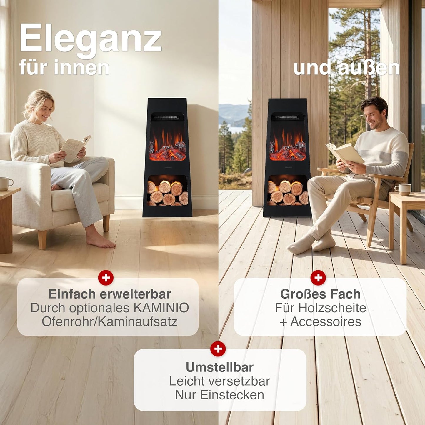 Elektrischer Kamin mit 3D-Flammeneffekt, Large