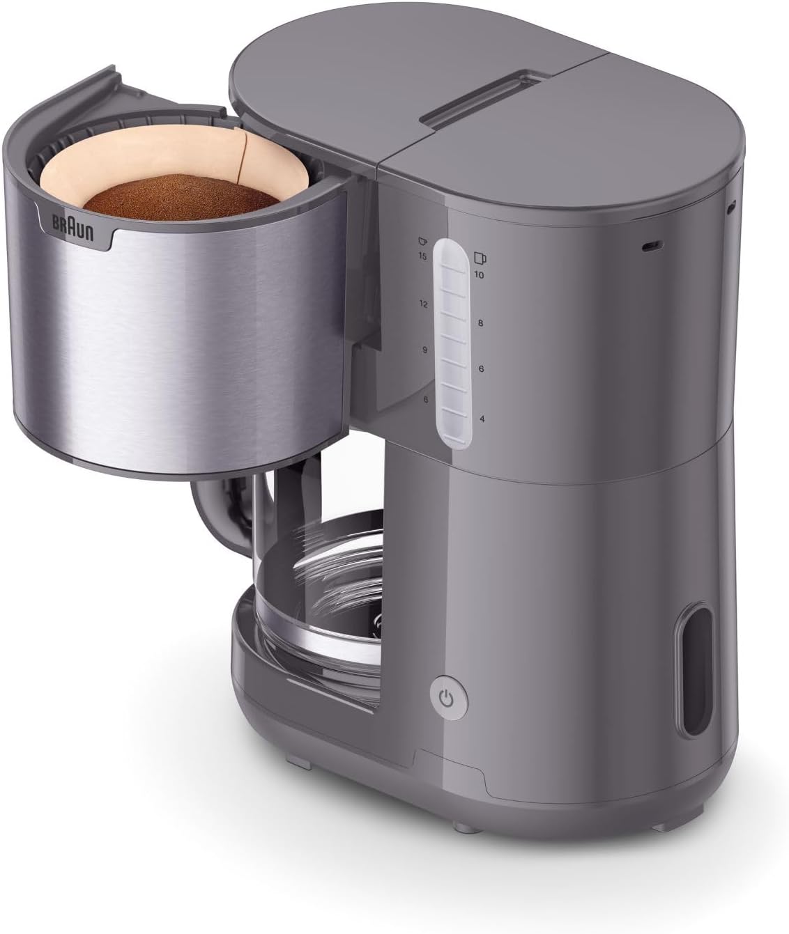 PurShine KF1500GY Filterkaffeemaschine mit OptiBrew System, Glaskanne Grau