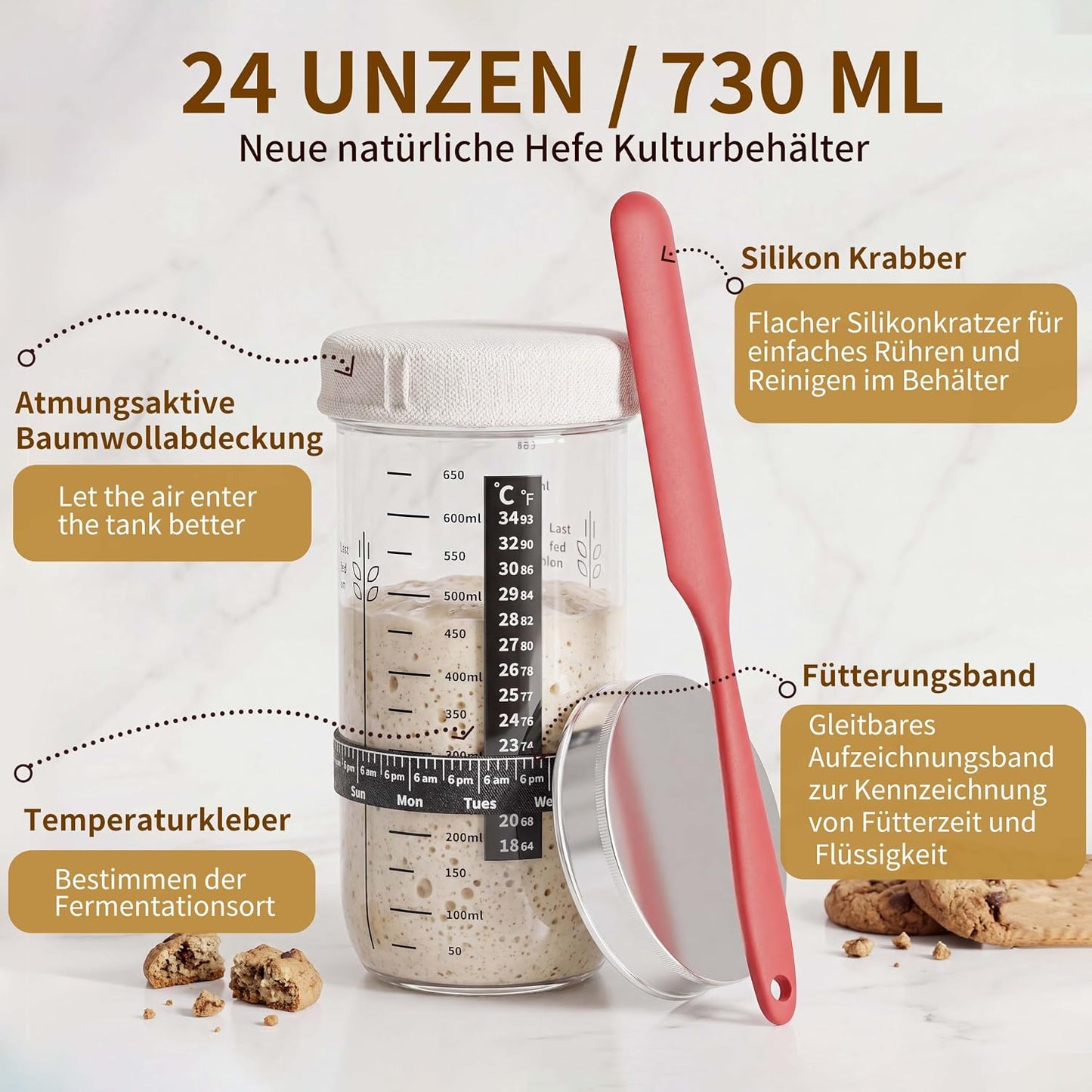 11-teiliges Sauerteig-Starter-Set, 11-teiliges Brotstarter-Set