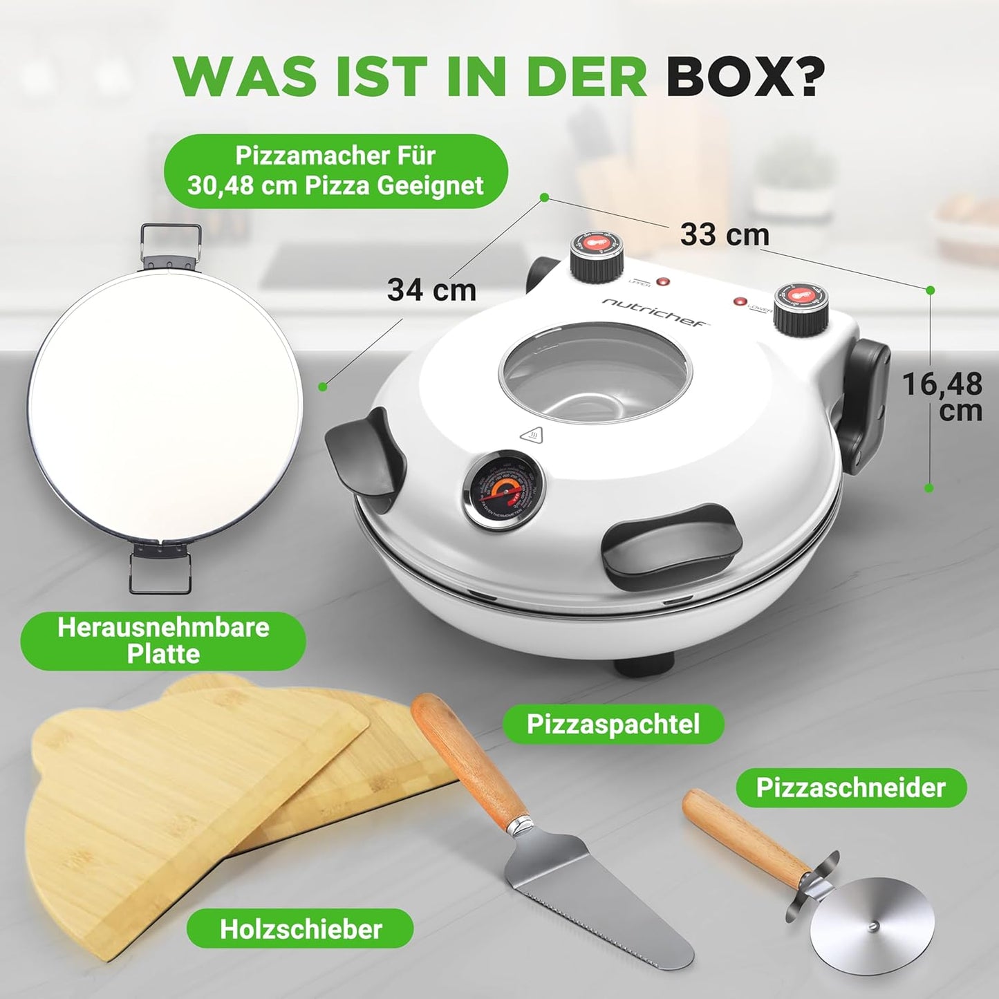 Pizzaofen mit Pizzastein, White