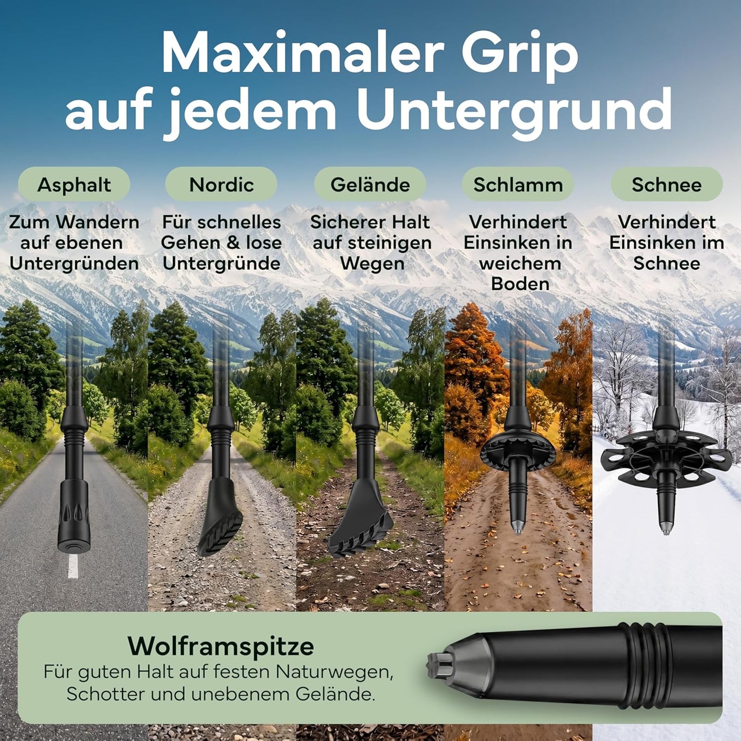 Ultraleichte faltbare Trekkingstöcke, Aluminum 100-120cm