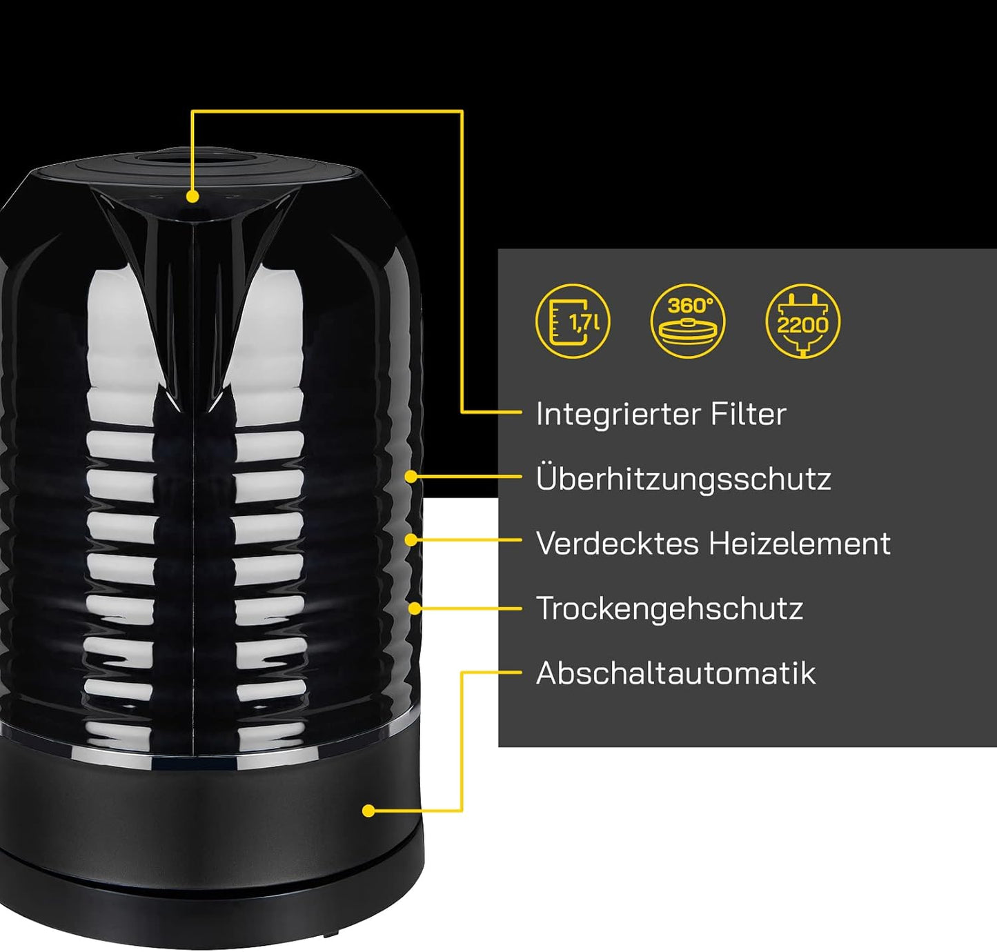 Wasserkocher Water 3300 C, Black C